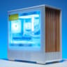 RTX 5070/Ryzen 5 9600x Gaming PC in White Case with Wood Slats | 32GB DDR5 | 2TB | 240 AIO | RGB