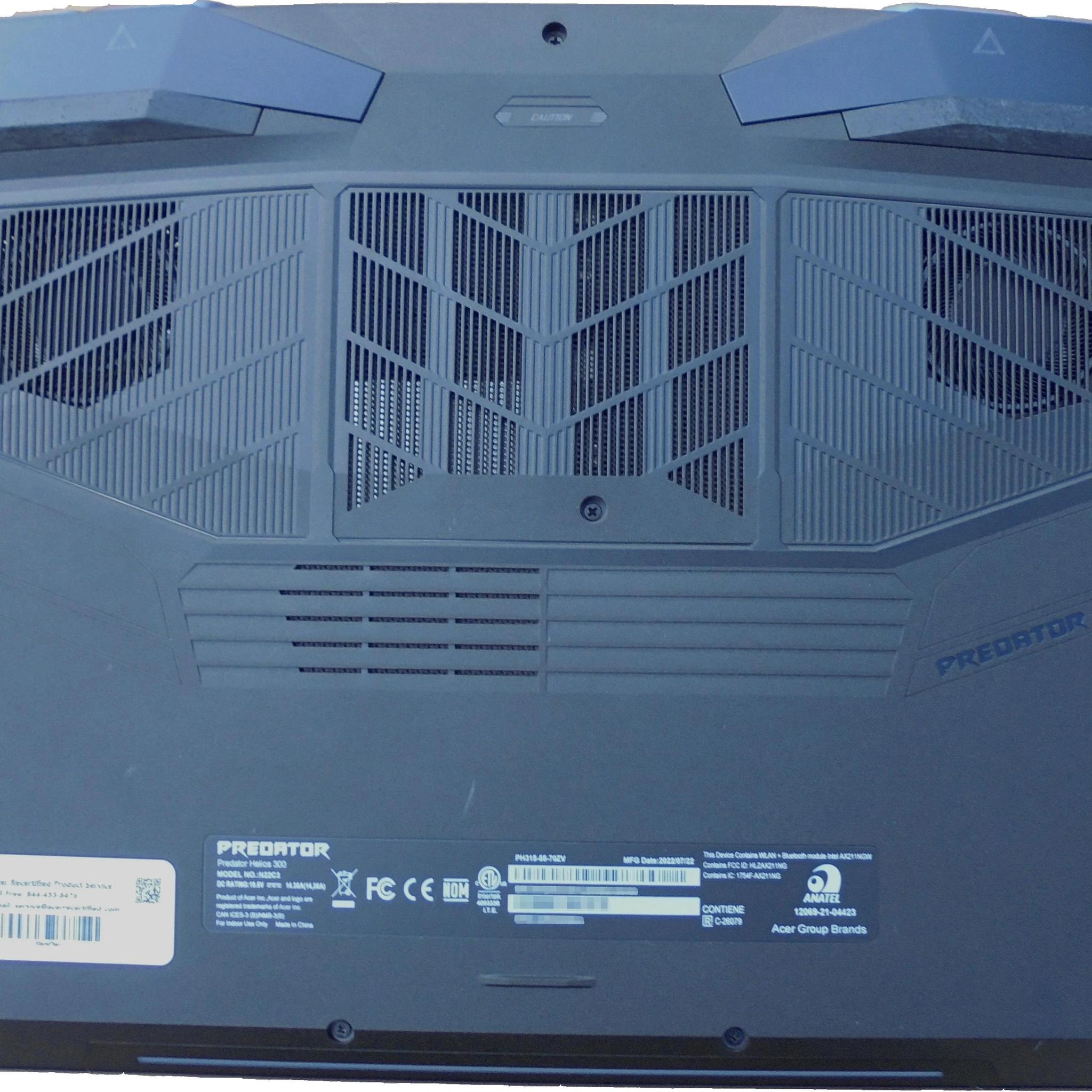 (AS IS) Acer Predator Helios 300 15.6" 165Hz Intel i7 12700H NVidia RTX 3060 16GB DDR5 NO SSD