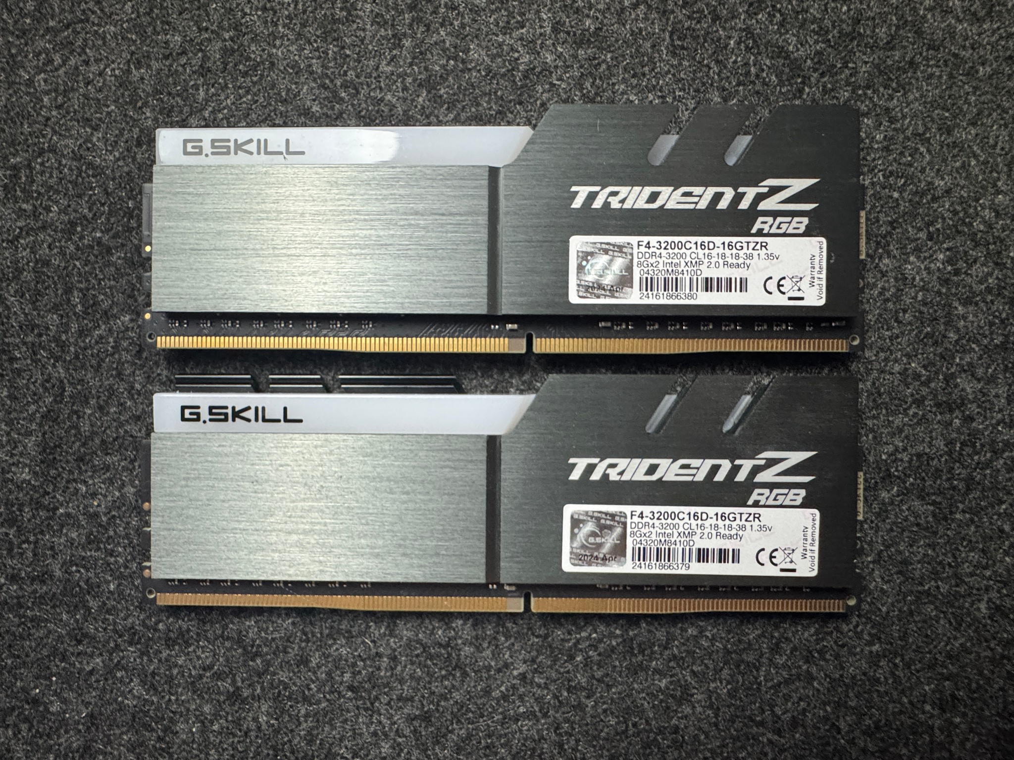 4 sticks of G.Skill TridentZ RGB 32GB DDR4 (4x8GB)