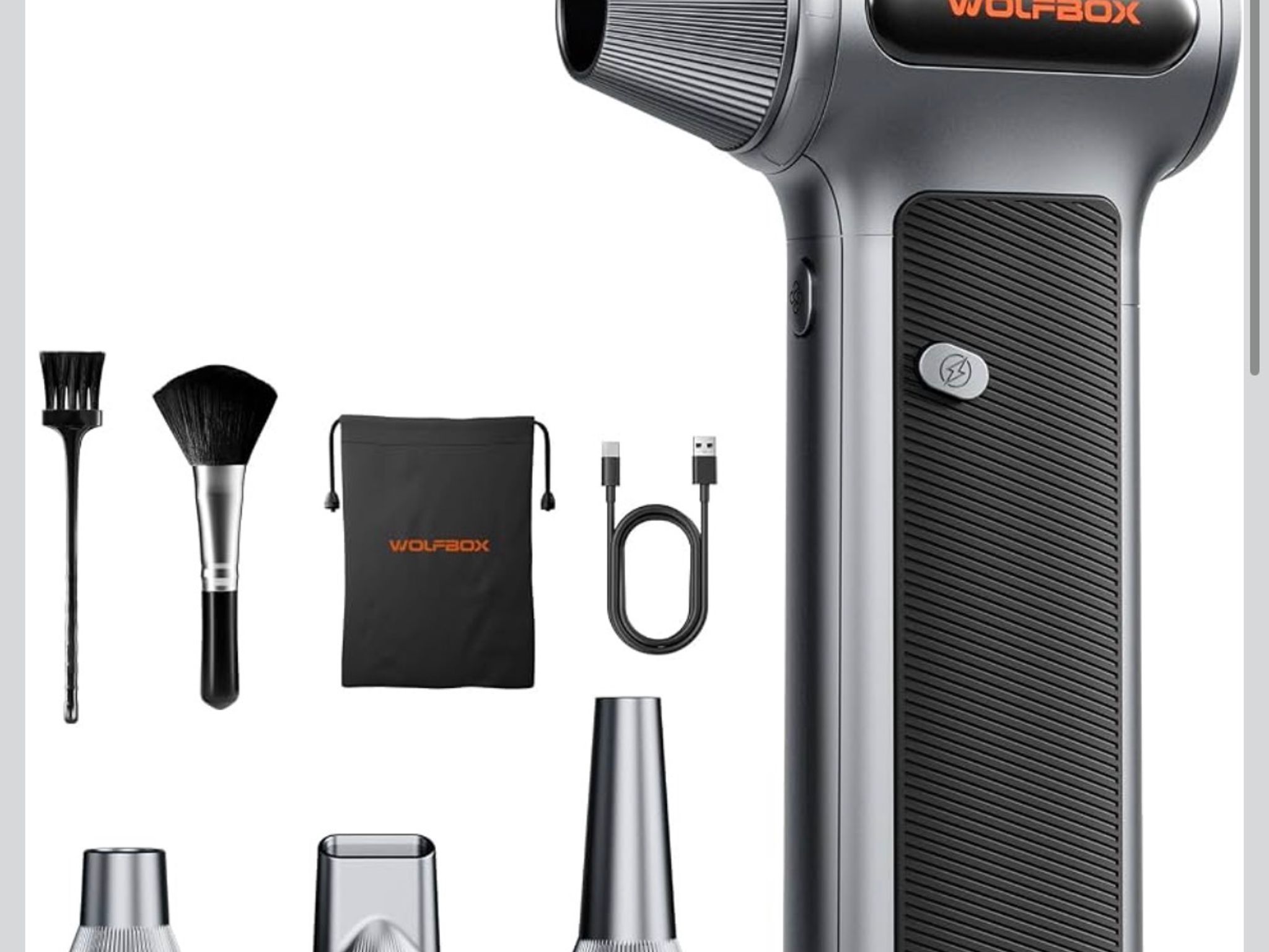 WOLFBOX MF200 Compressed Air Duster, Removable Battery