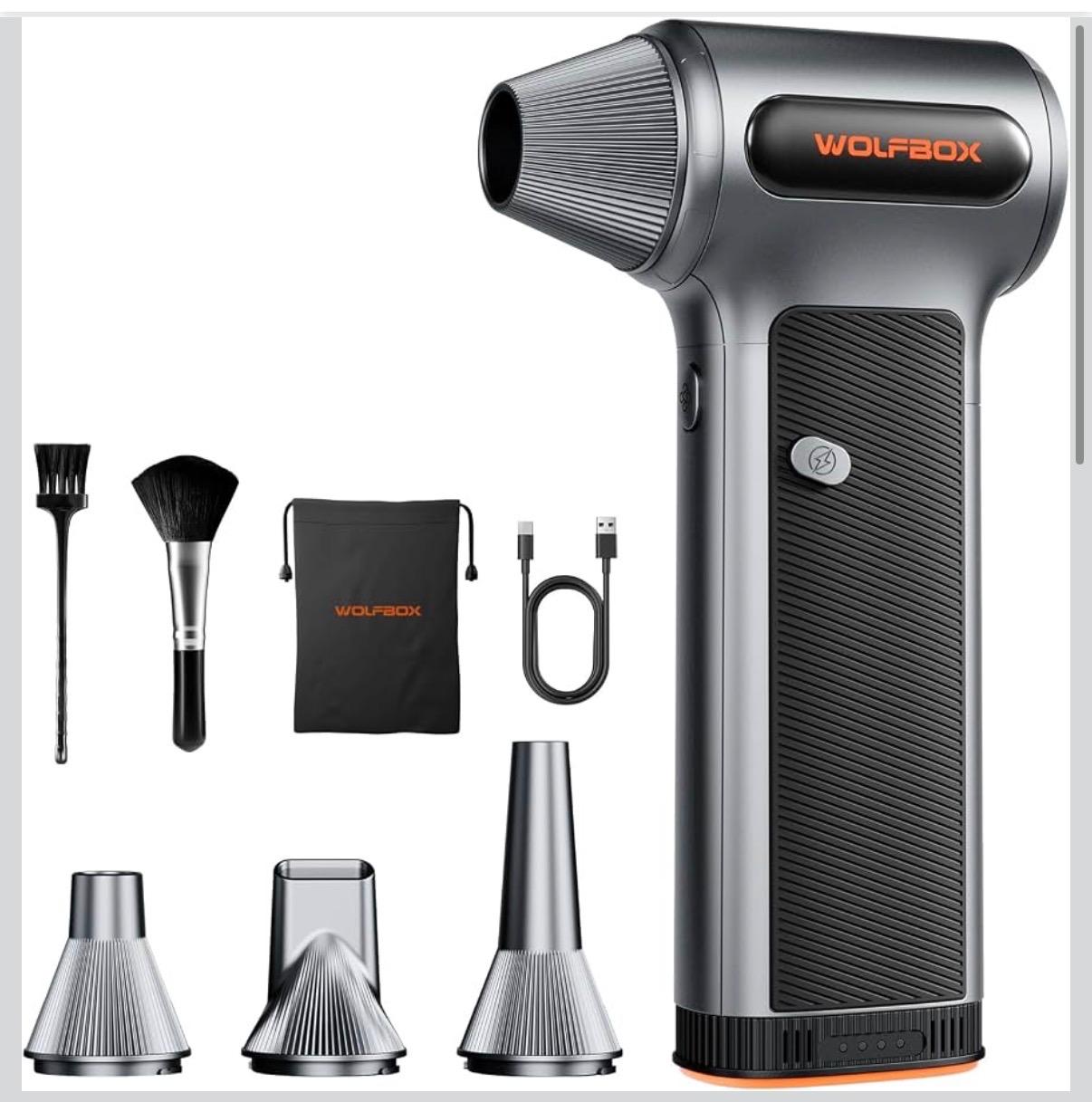 WOLFBOX MF200 Compressed Air Duster, Removable Battery