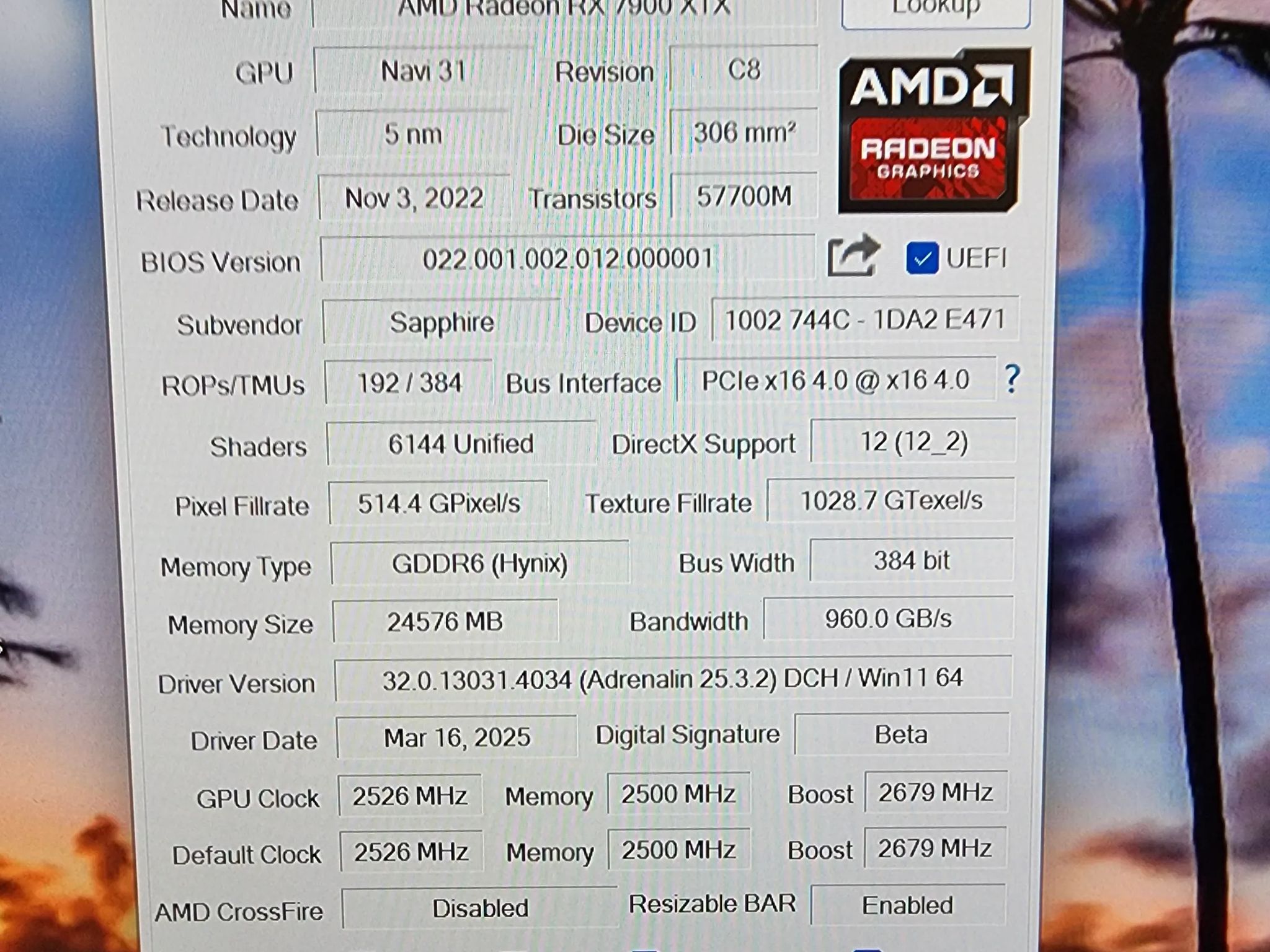 Sapphire NITRO+ AMD Radeon™ RX 7900 XTX Vapor-X 24GB  7900XTX