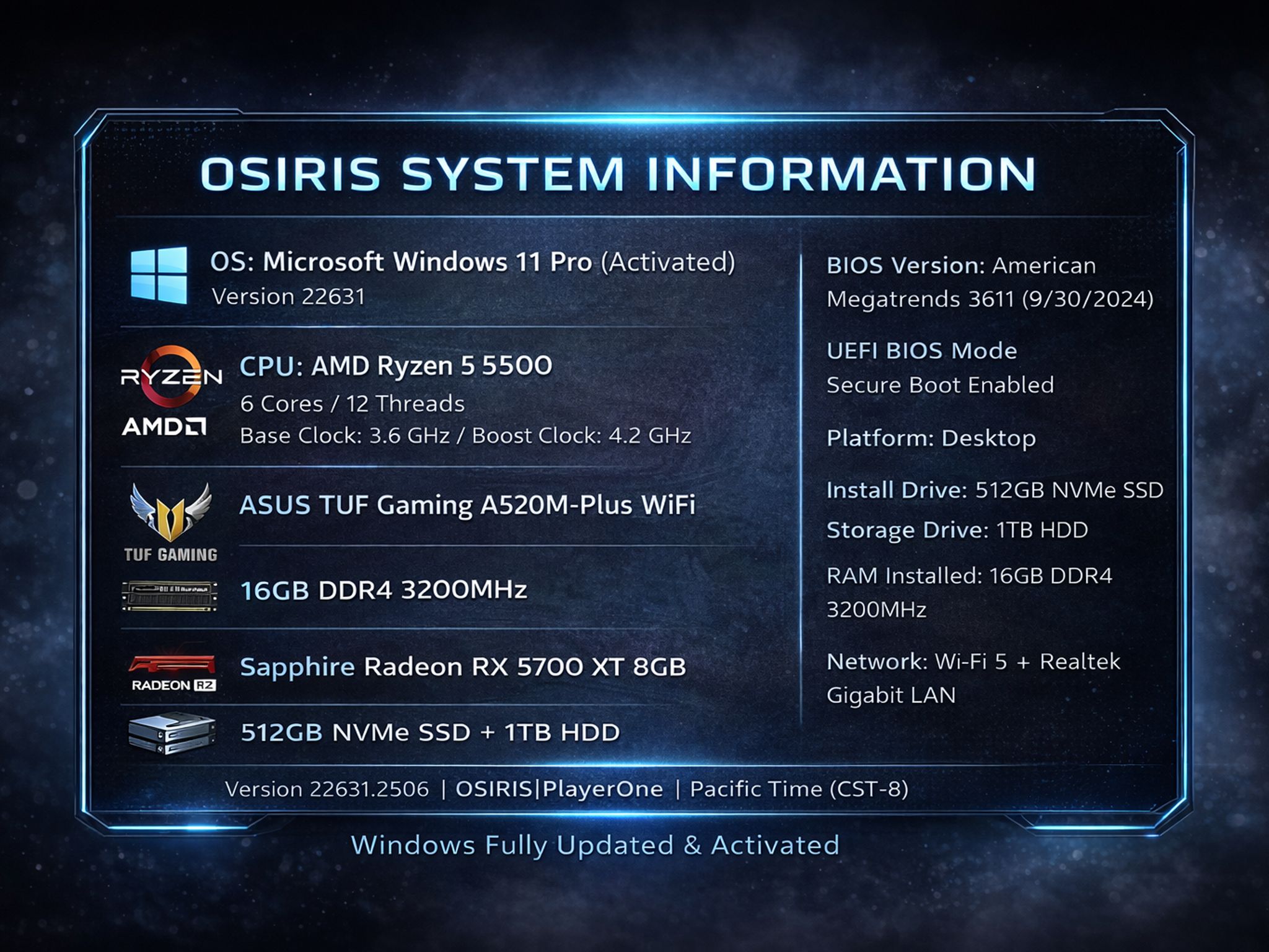 [Osiris] | Ryzen 5 5500 + RX 5700 XT Gaming PC
