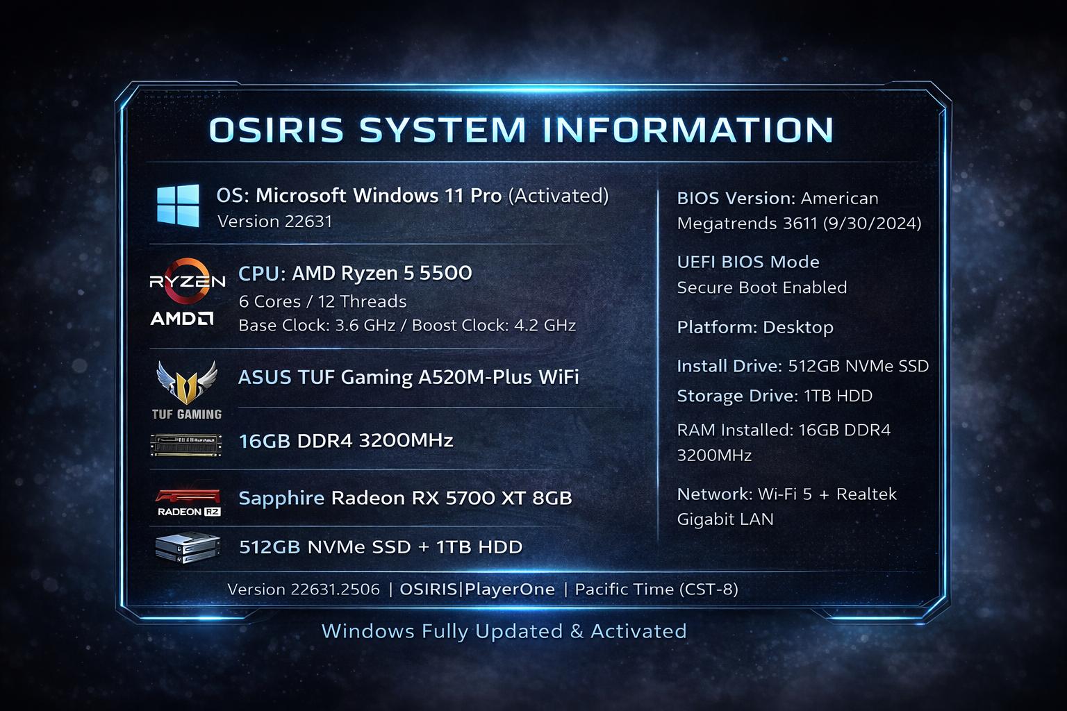 [Osiris] | Ryzen 5 5500 + RX 5700 XT Gaming PC