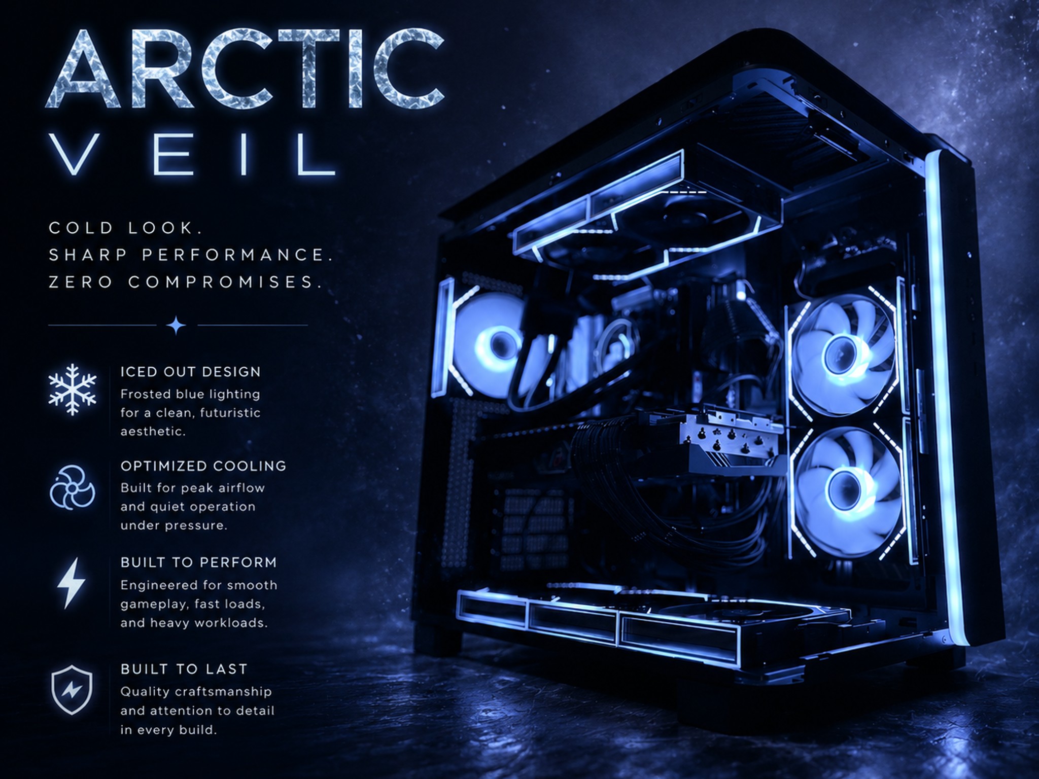 ❄️"Artic Veil"❄️| 4k Gaming | 7900 XTX 24gb| Ryzen 9 7900 | 32GB Ram | 2tb SSD | WiFi