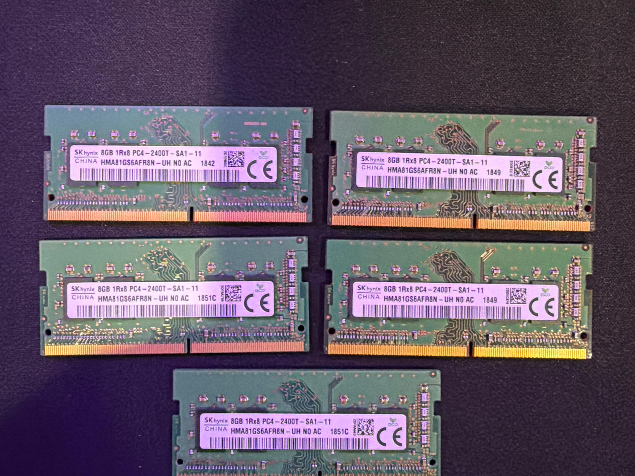 Micron 8gb DDR4 2400mhz (5 sticks total)
