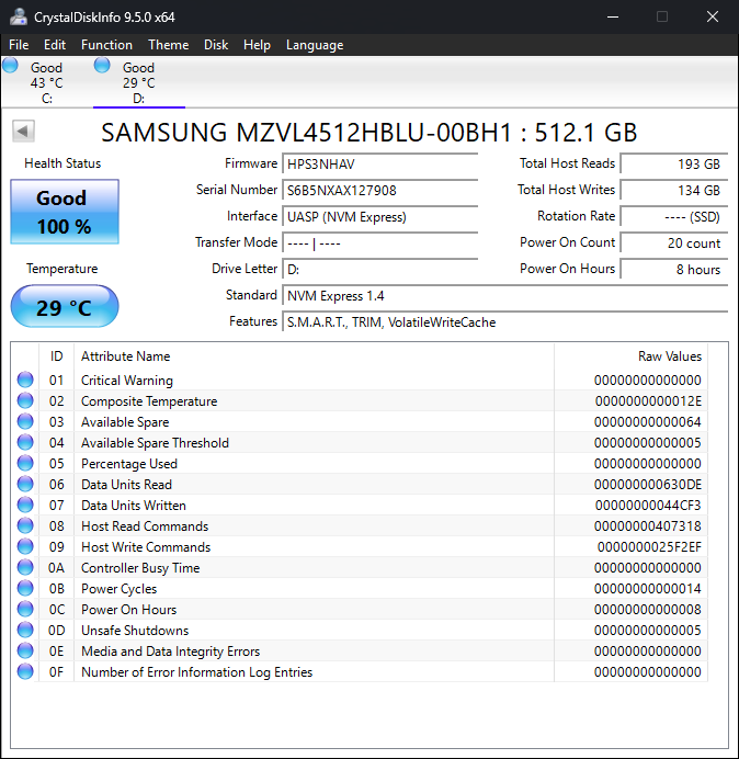 Samsung 512GB Gen 4 NVMe M.2 SSD