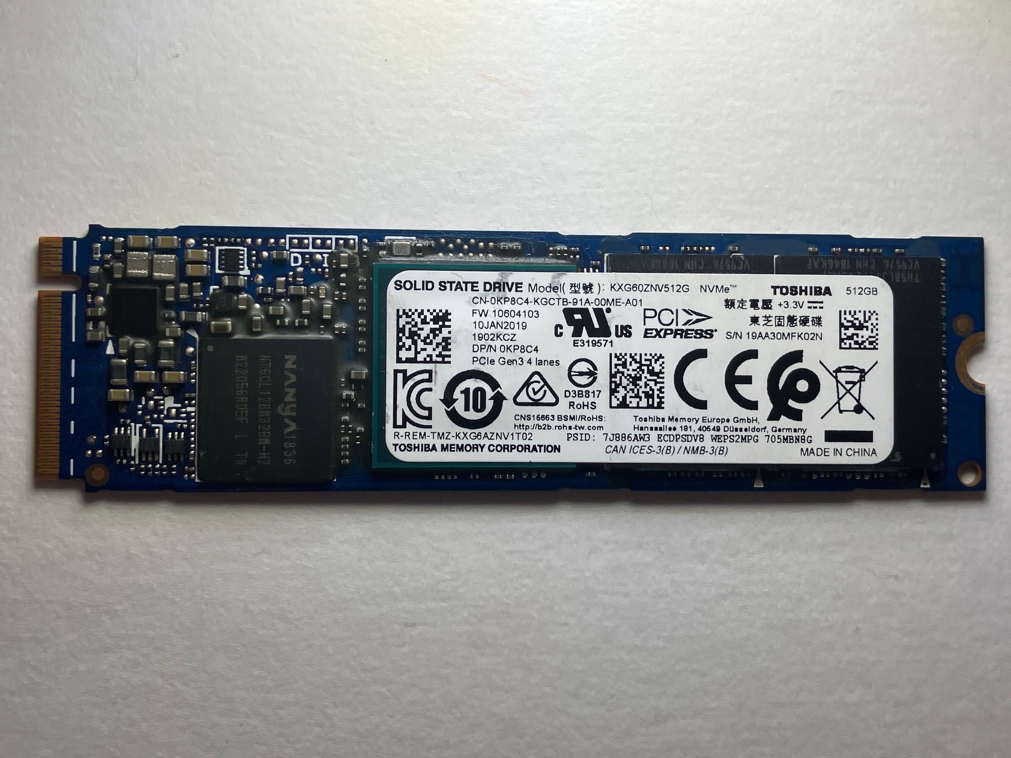 Toshiba KXG60Z 512GB SSD Gen3x4 | 512MB DRAM | 86% Drive Health | Solid State Drive | NVME M.2 2280