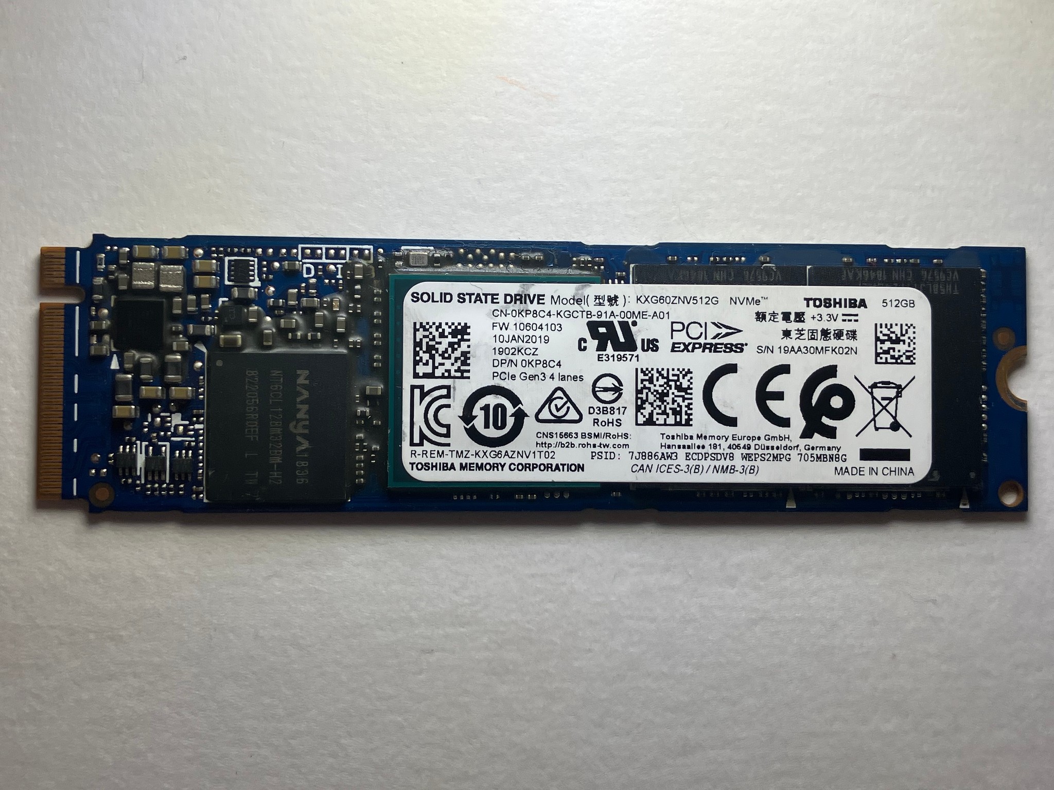 Toshiba KXG60Z 512GB SSD Gen3x4 | 512MB DRAM | 86% Drive Health | Solid State Drive | NVME M.2 2280