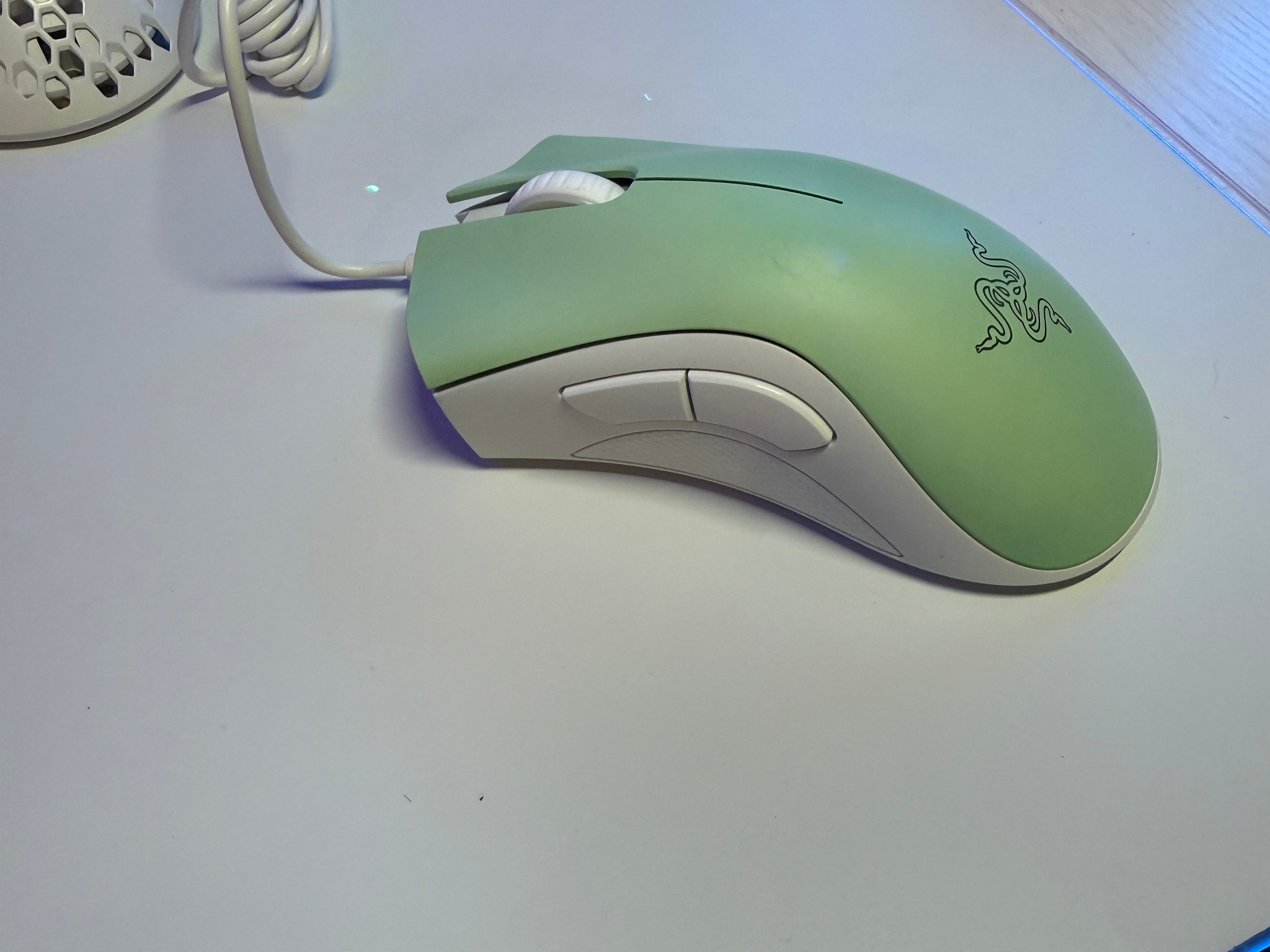 Razer DeathAdder Essential  Wired Gaming Optical Mouse, Custom White/Mint Green.
