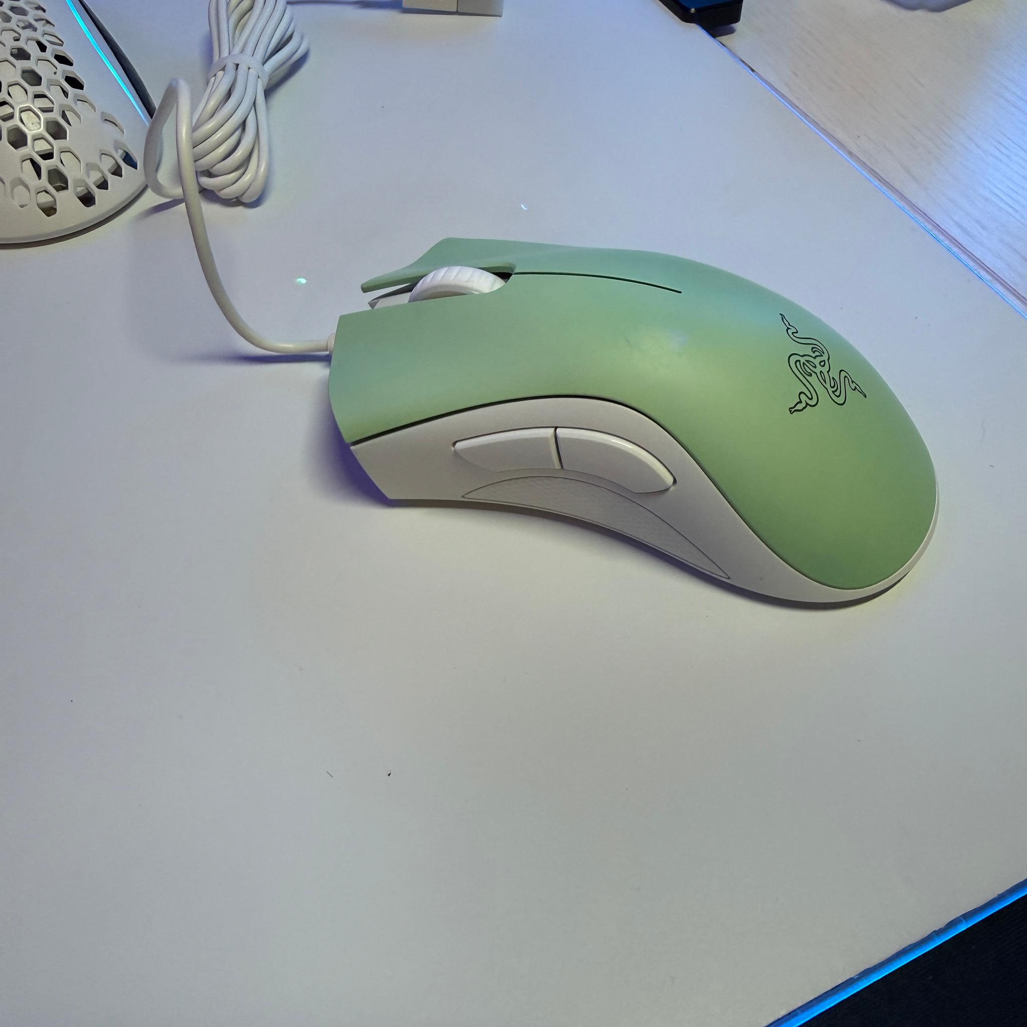 Razer DeathAdder Essential  Wired Gaming Optical Mouse, Custom White/Mint Green.