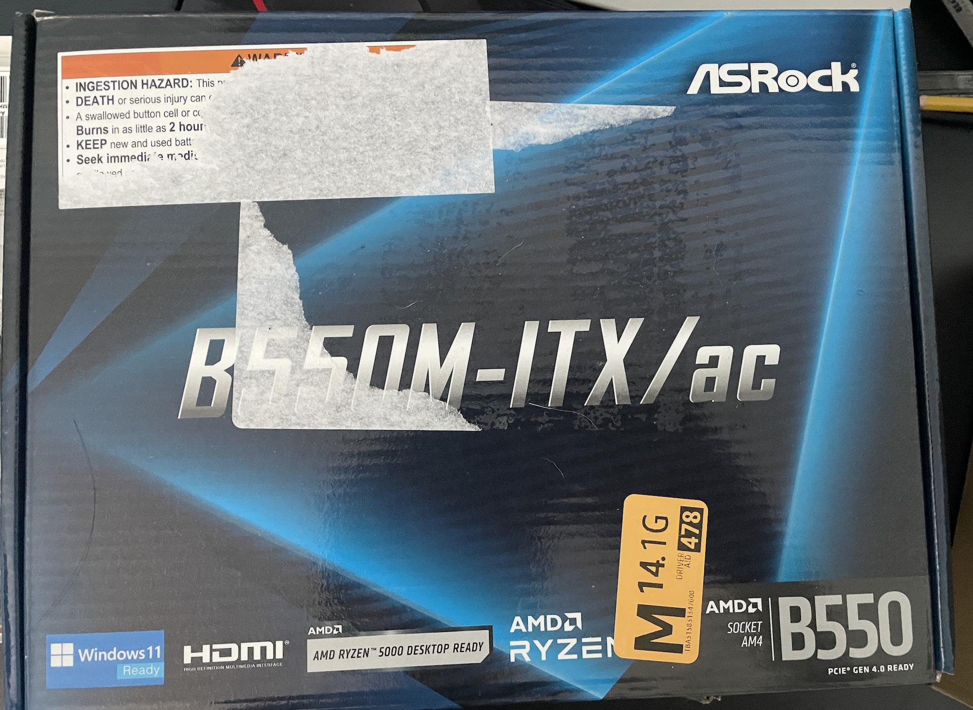 Asrock B550-itx/ac & 32Gb Ddr4 Ram
