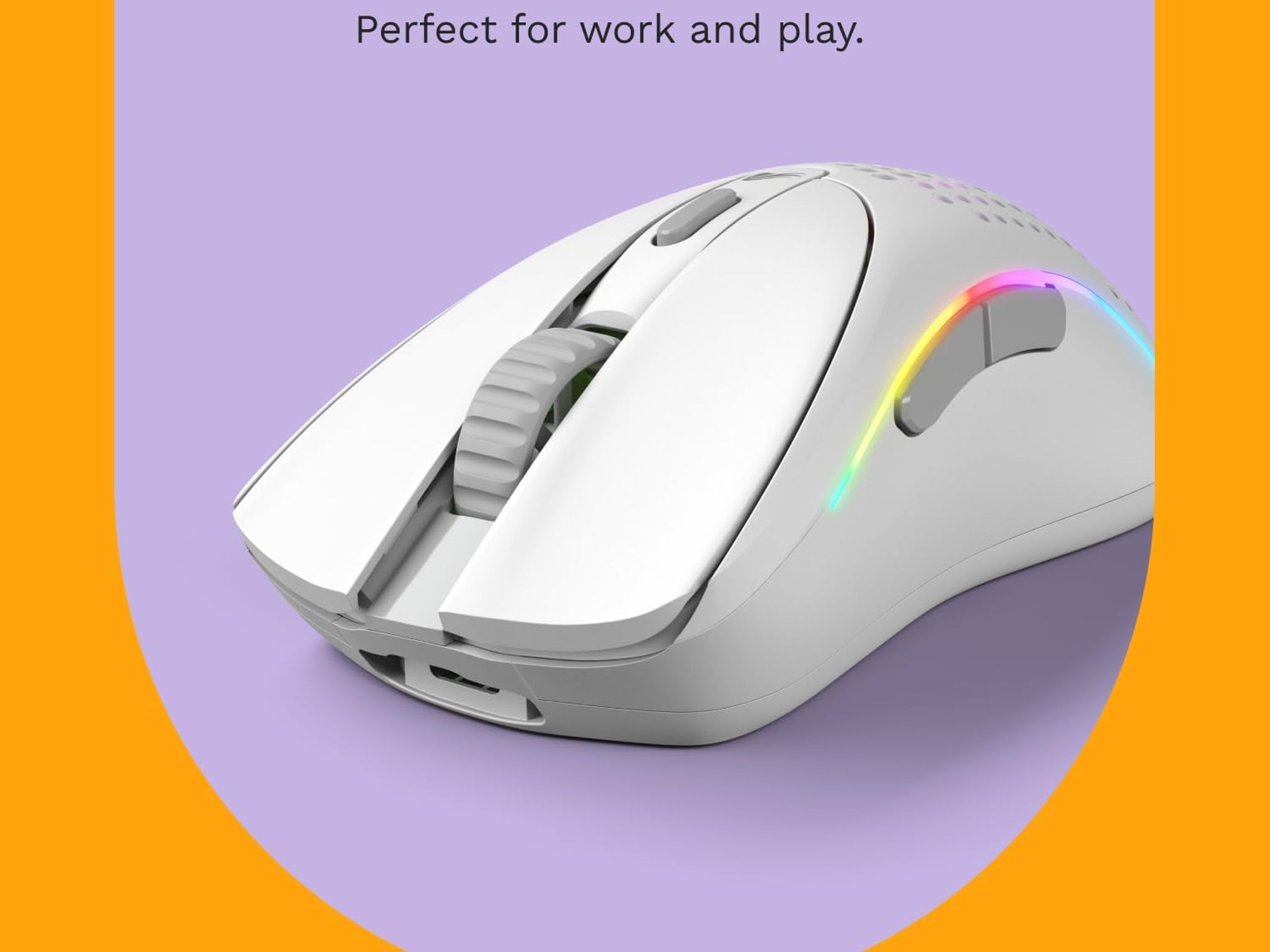 Glorious Gaming - D 2 Wireless Ergonomic Mouse, Superlight 66g (White)
