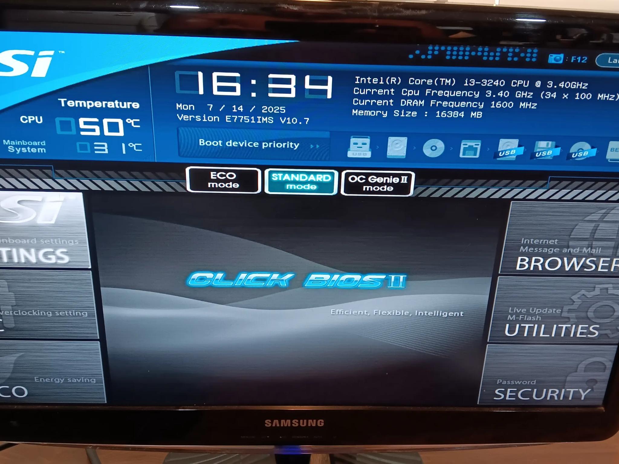 MSI Motherboard - Intel CPU - 16GB RAM Combo