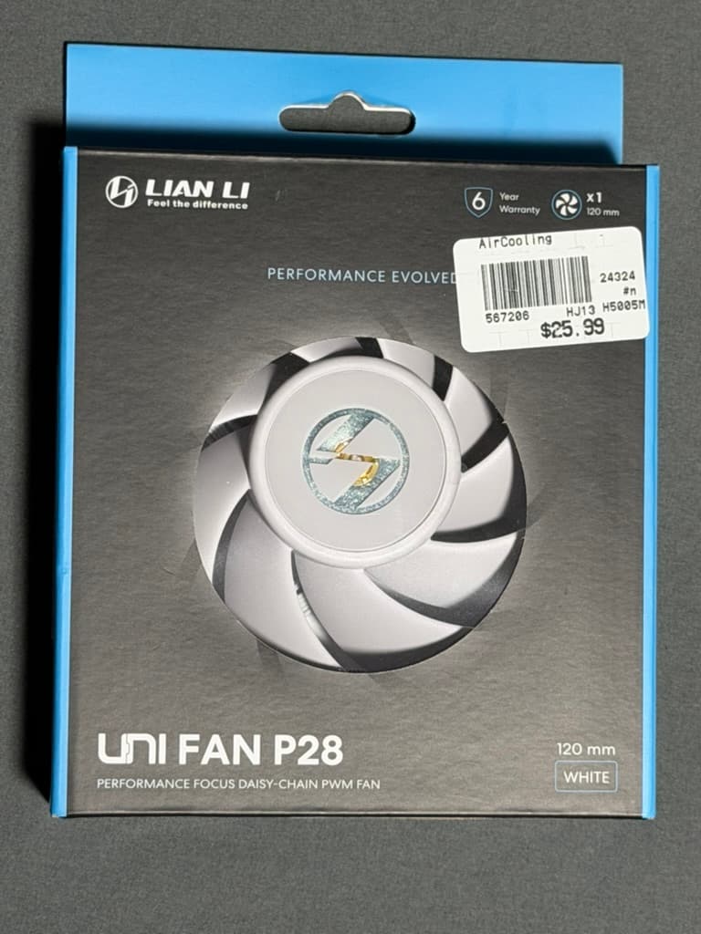 UNI FAN Lian Li P28 Single Pack - White (UF-P28120-1W) Gently Used