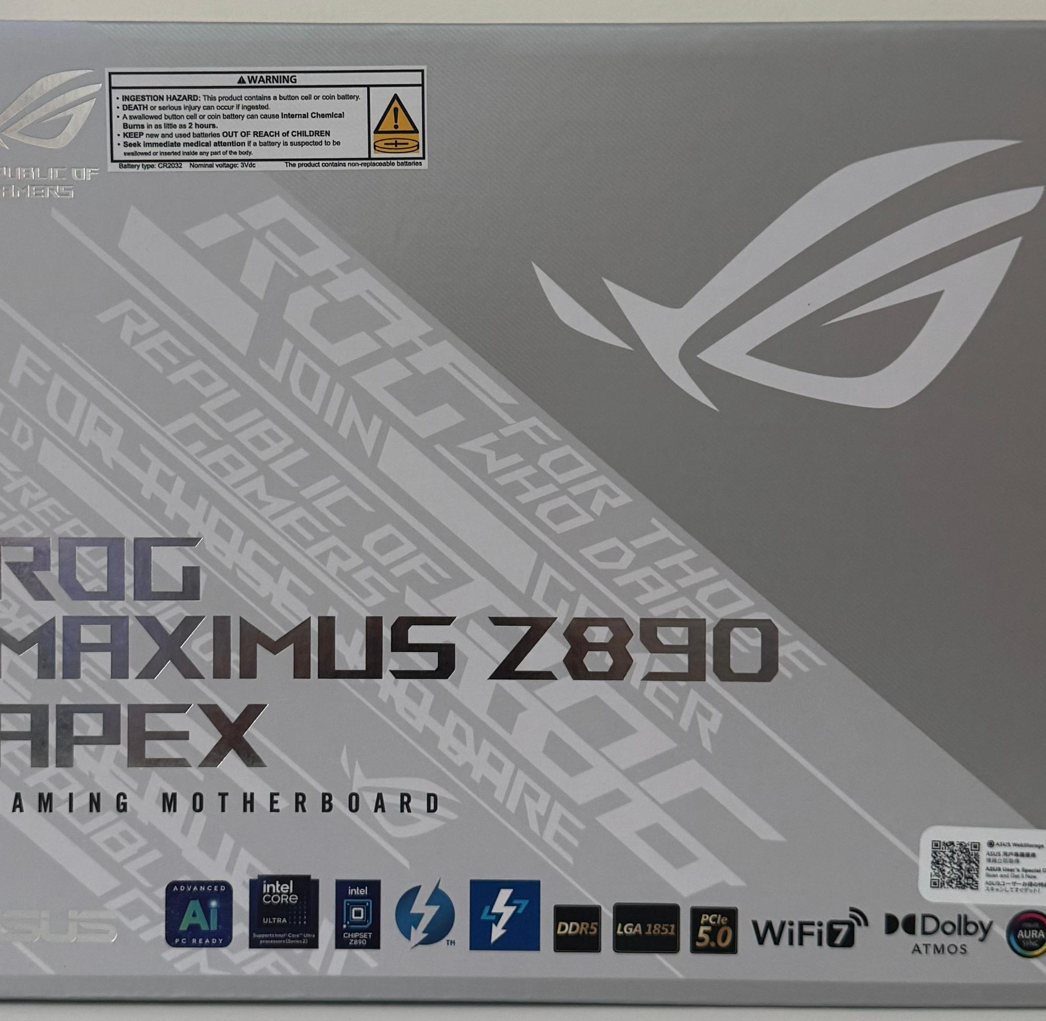 New ASUS ROG MAXIMUS Z890 APEX Intel Z890 LGA 1851 ATX Motherboard - DDR5, WiFi 7, PCIe 5.0