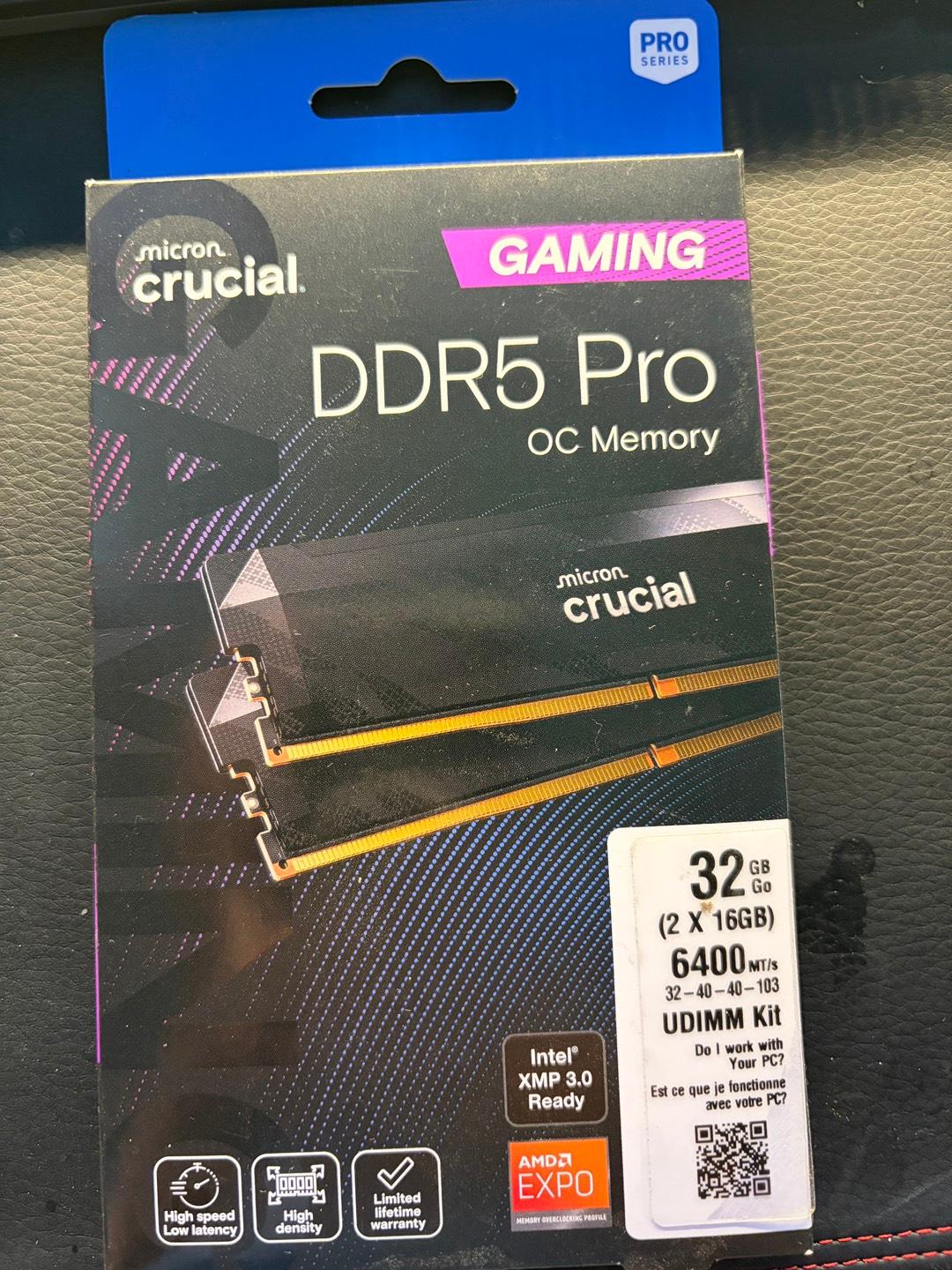 Crucial 32GB DDR5 PRO OC memory 6400 32-40-40-103