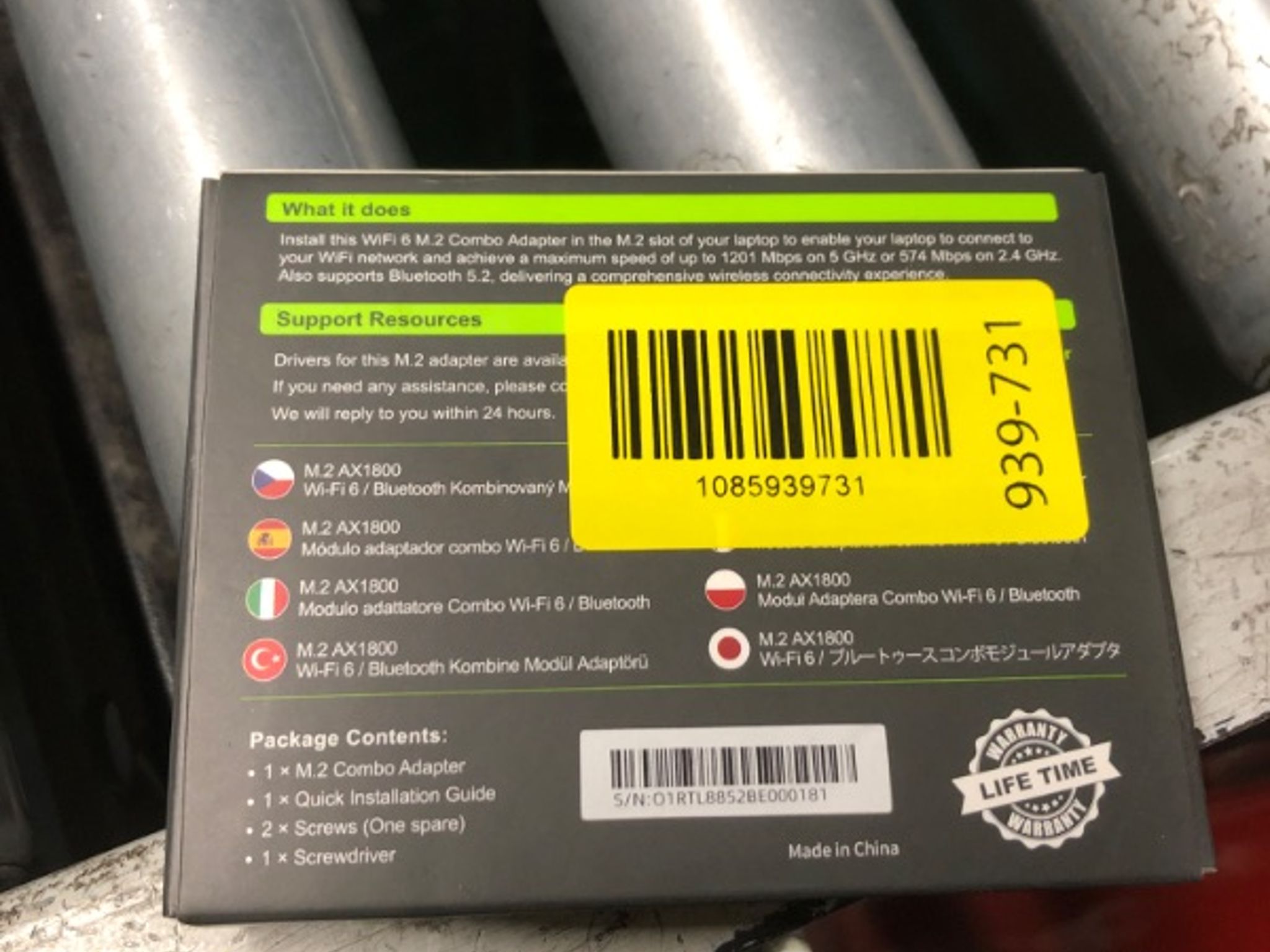 WiFi 6 M.2 Card AX1800 + BT 5.2 2.4GHZ 5GHZ