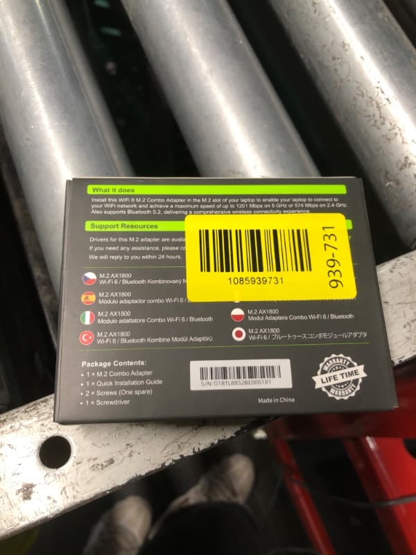 WiFi 6 M.2 Card AX1800 + BT 5.2 2.4GHZ 5GHZ