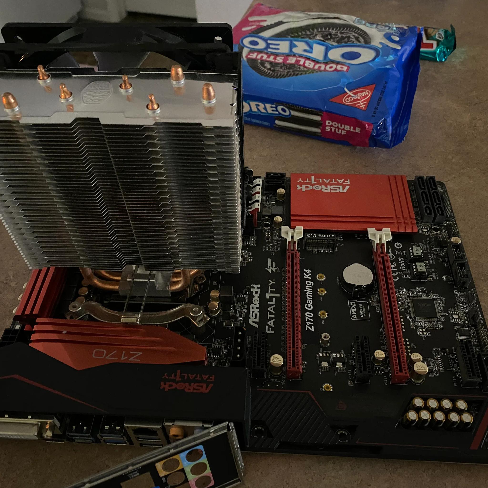 Intel Core i5 Skylake 6600K mounted in Asrock Fatal1ty Z170 Gaming K4 with cooler and Ram included