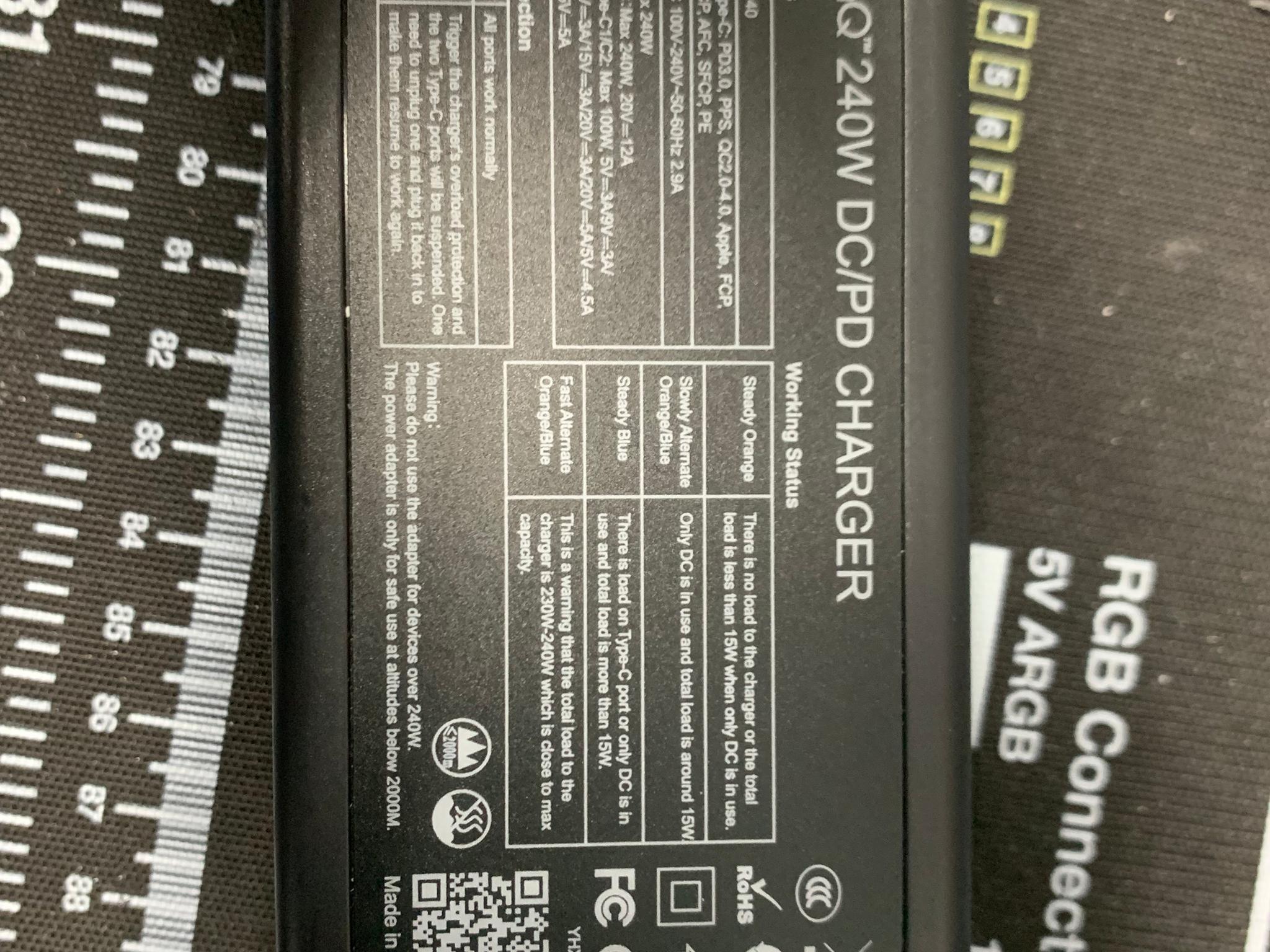 Used SlimQ 240w GaN universal laptop charger