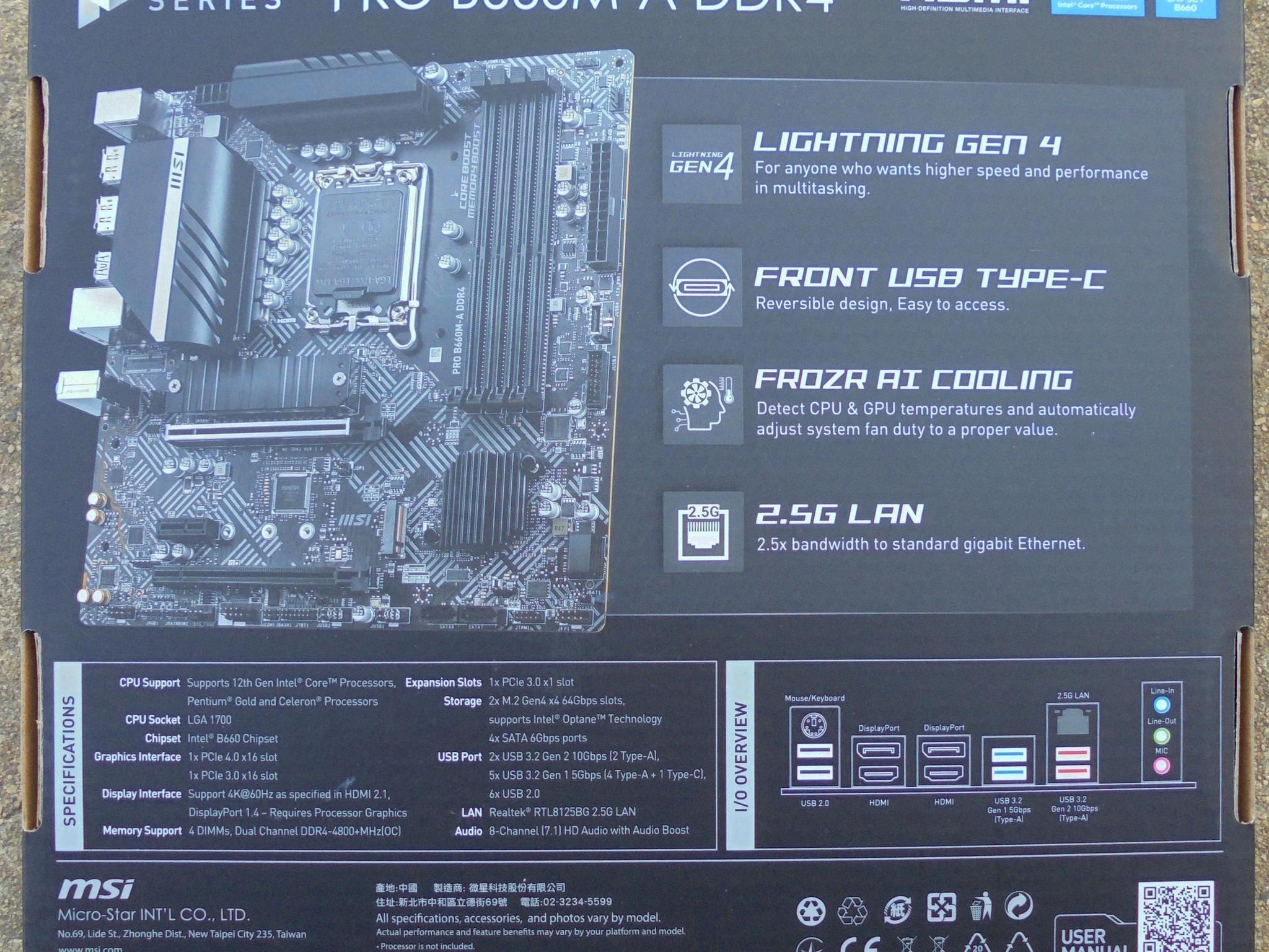 MSI Pro B660M-A DDR4 LGA1700 Micro ATX Motherboard