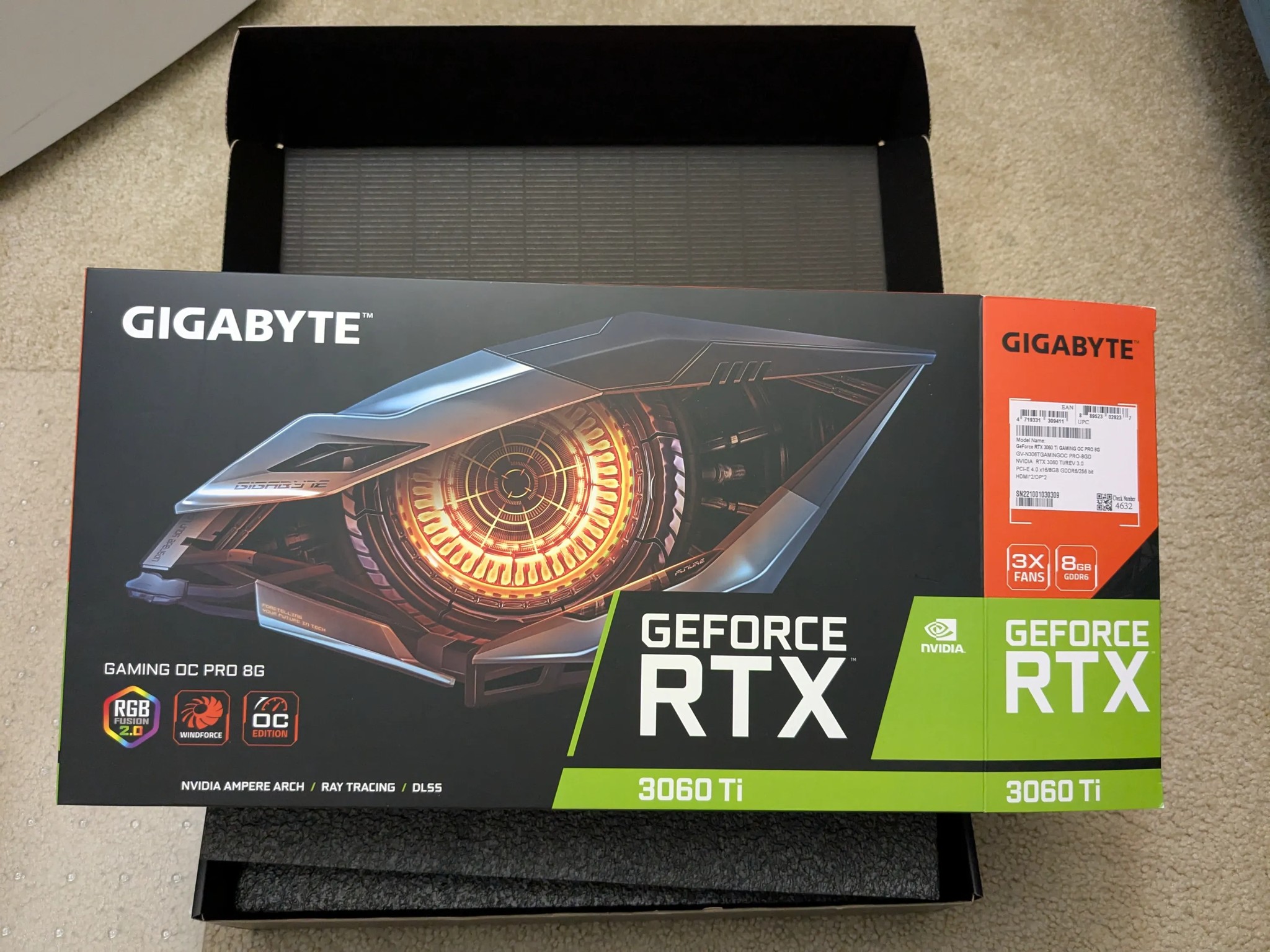 Gigabyte RTX 3060 TI 8GB OC edition with box