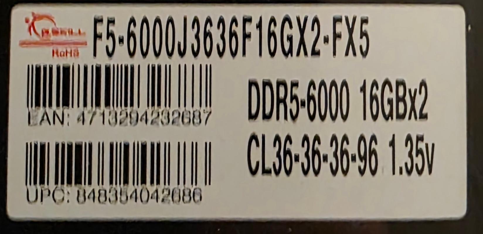 G.Skill Flare X5 DDR5-6000 desktop memory 32GB kit (2 x 16GB sticks)