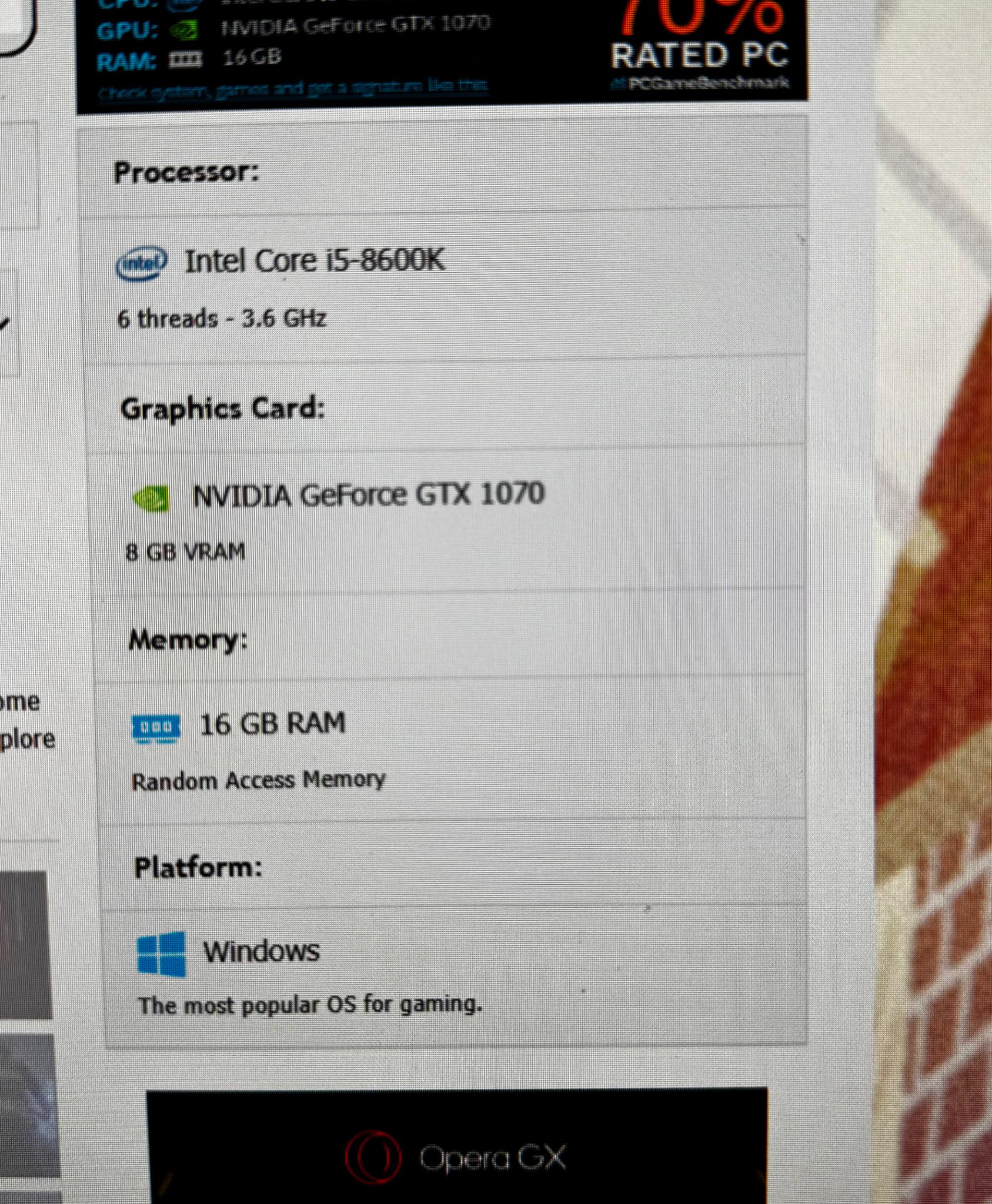 Starter GAMING PC | i5-8600k | Gigabyte GTX 1070 | 16GB RAM