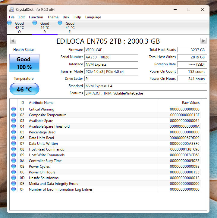 EDILOCA EN705 2TB NVME SSD (100% Health)(Up to 5200MB/s)