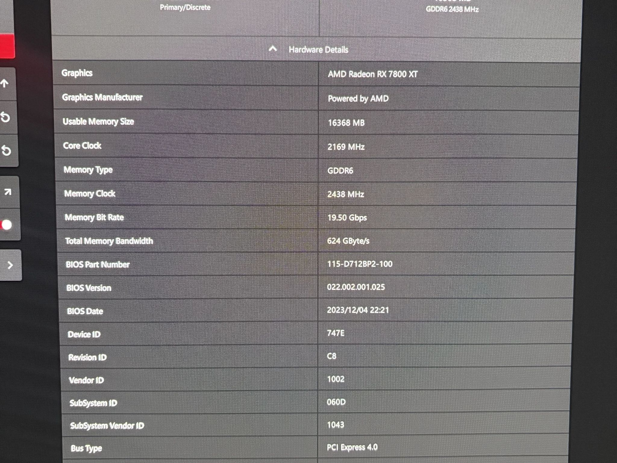 Asus DUAL OC Radeon RX 7800 XT