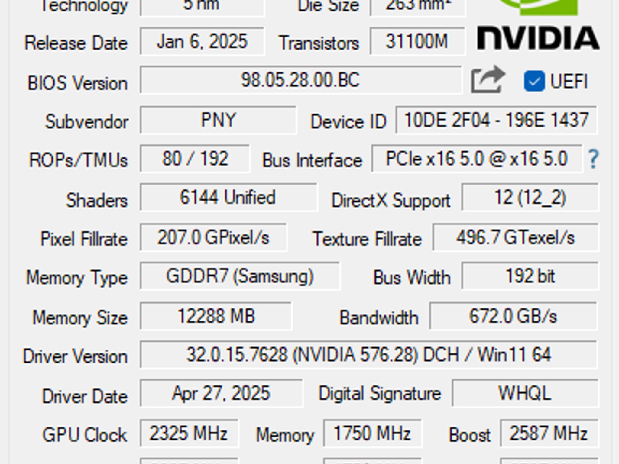 PNY RTX 5070 OC