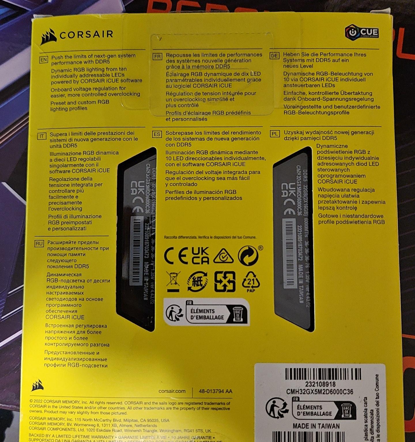 GIGABYTE B650M AORUS Elite AX, CORSAIR VENGEANCE RGB DDR5 RAM 32GB