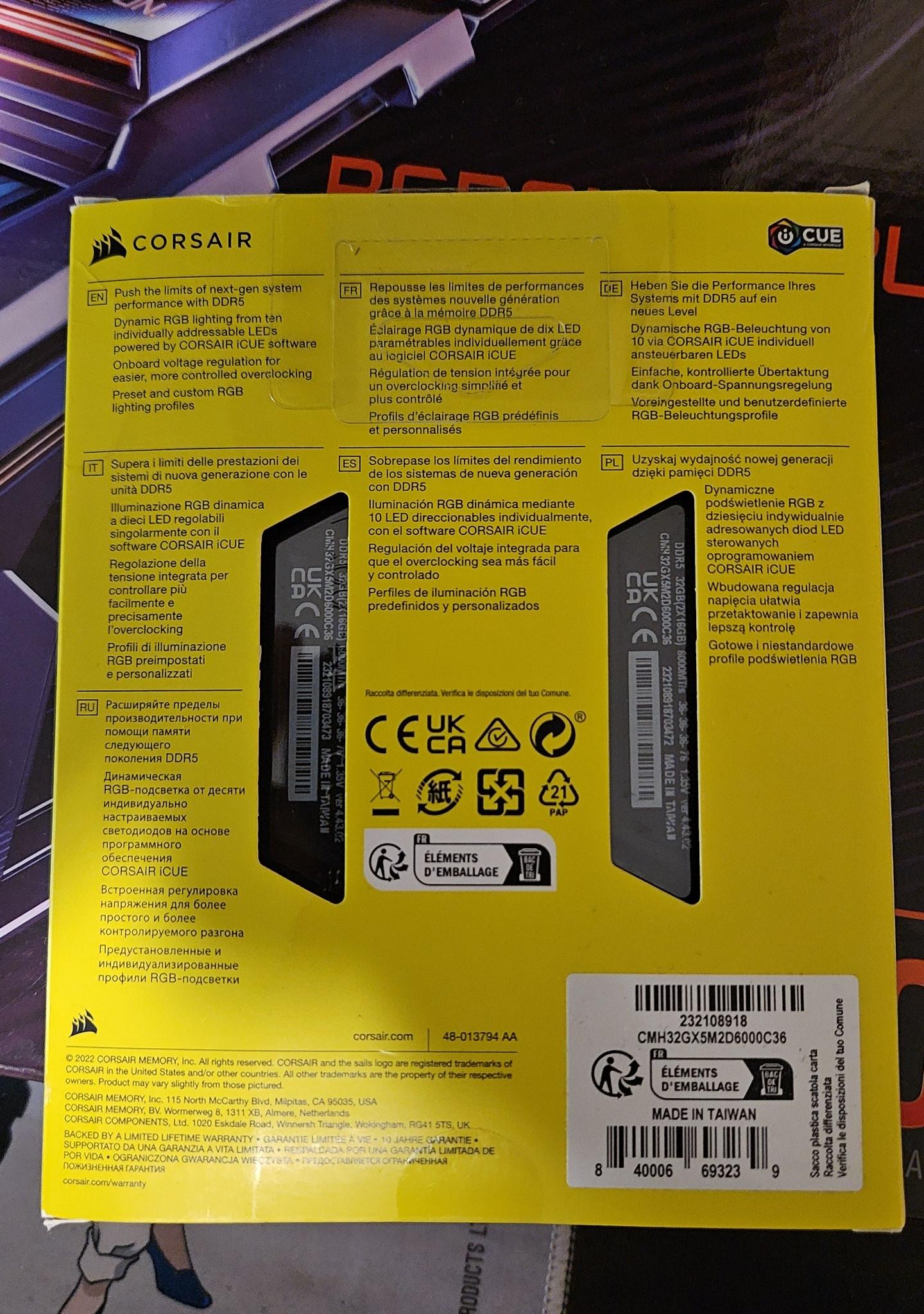 GIGABYTE B650M AORUS Elite AX, CORSAIR VENGEANCE RGB DDR5 RAM 32GB