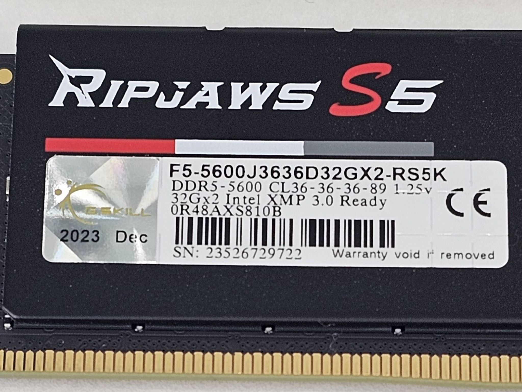 64GB DDR5 (2x32GB) CL36 5600MT/s G.Skill Ripjaws S5