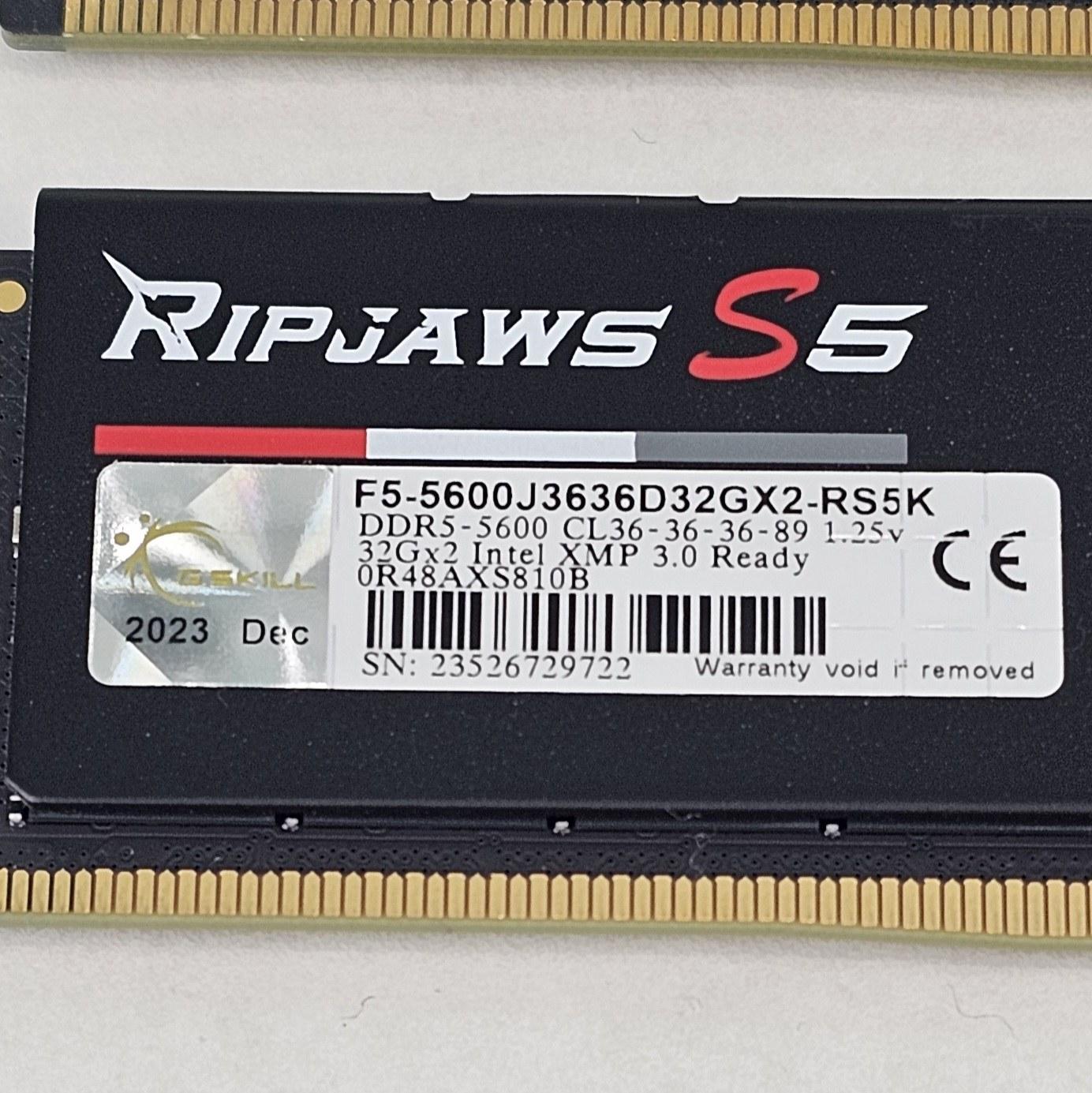 64GB DDR5 (2x32GB) CL36 5600MT/s G.Skill Ripjaws S5