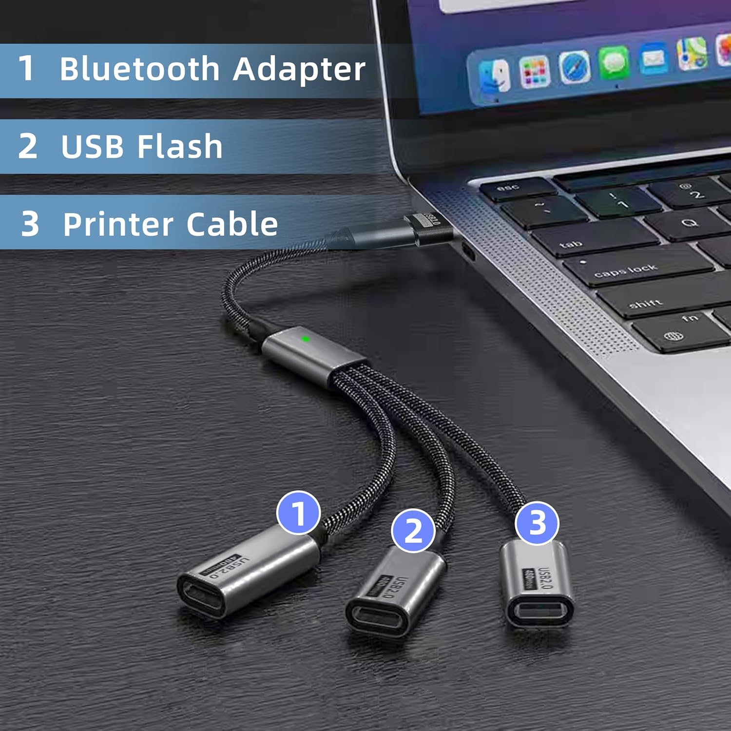 USB C Splitter 1 in 3 USB-C Out USB Type C Splitter USBC Male to Multi Type C Female Port