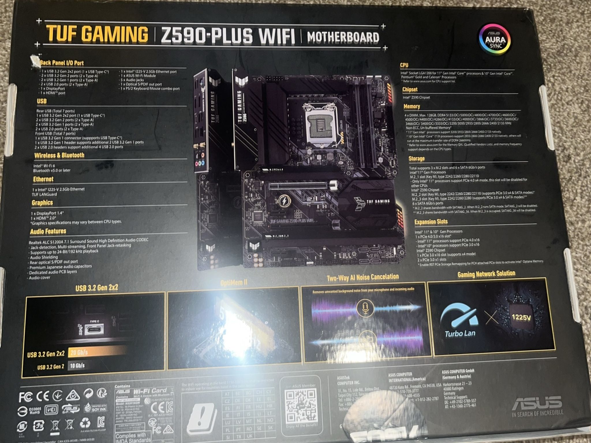 ASUS TUF-Gaming Z-590 Plus Wifi LGA 1200 Intel motherboard