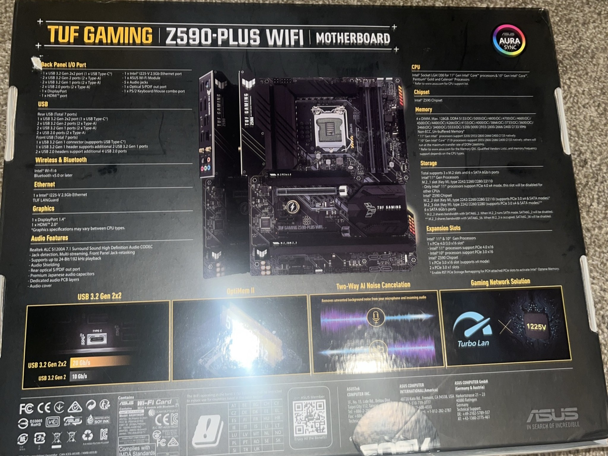 ASUS TUF-Gaming Z-590 Plus Wifi LGA 1200 Intel motherboard