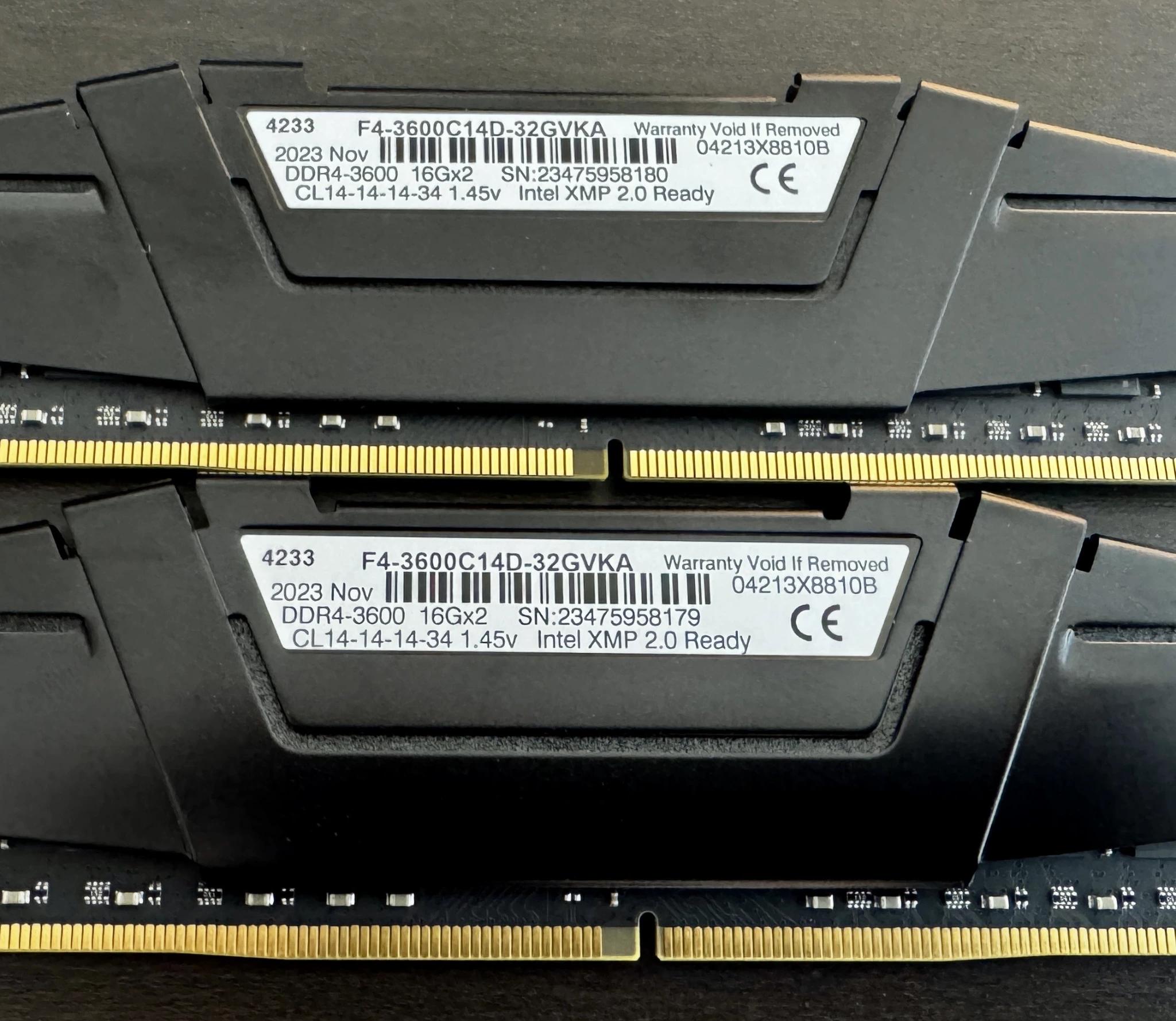 G.SKILL Ripjaws V 32 GB (2×16 GB) DDR4-3600 CL14 Desktop DRAM Kit