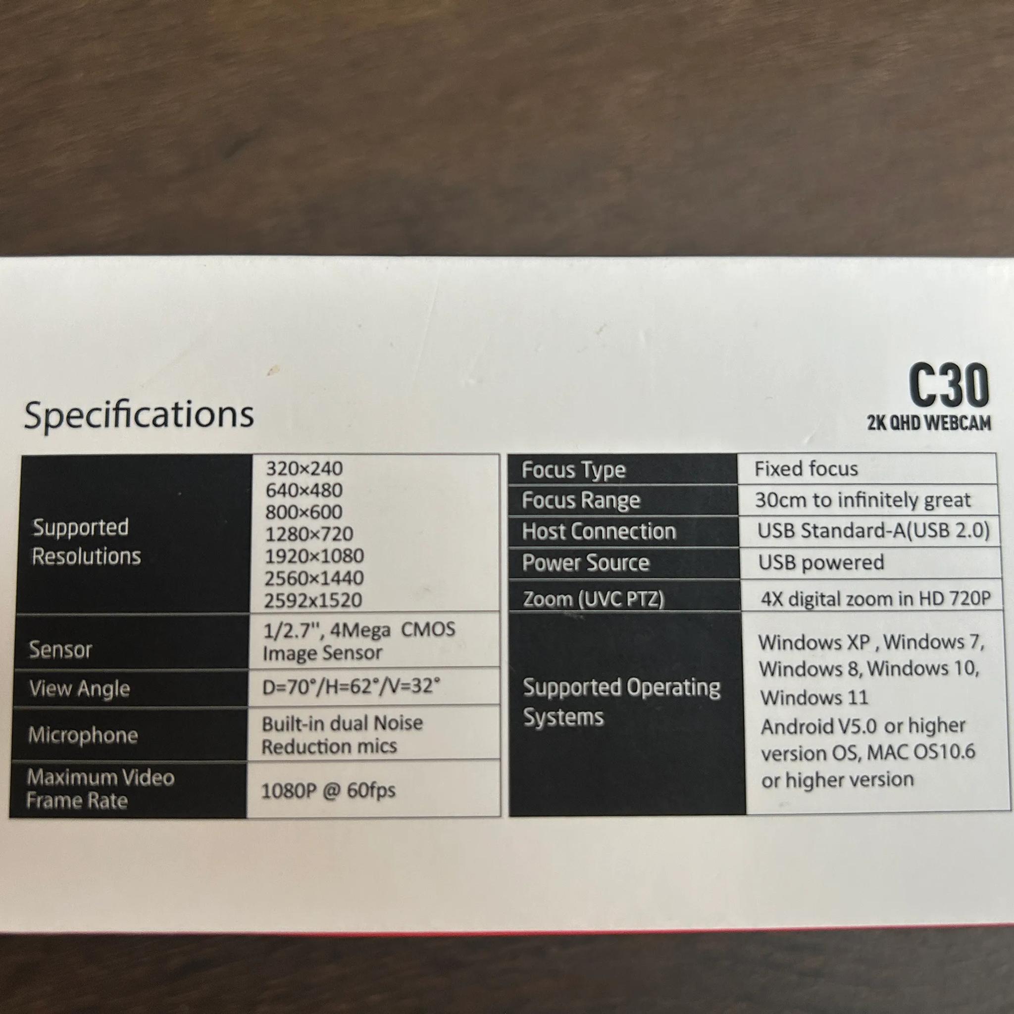 Soulion  Webcam C30 2k Quad HD 1440p