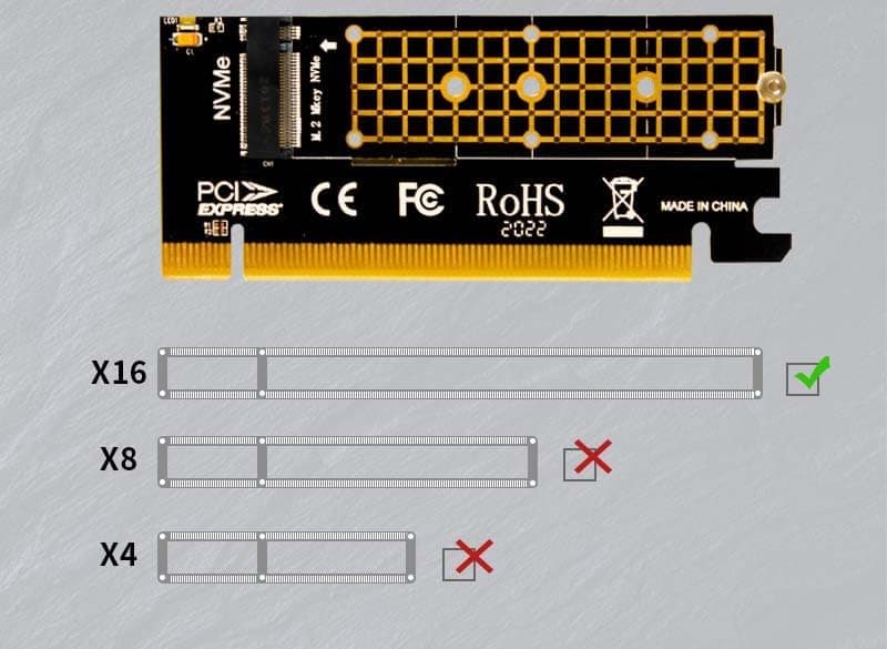 Card with M2 Aluminum Heat Sink for PCI-e NGFF SSD