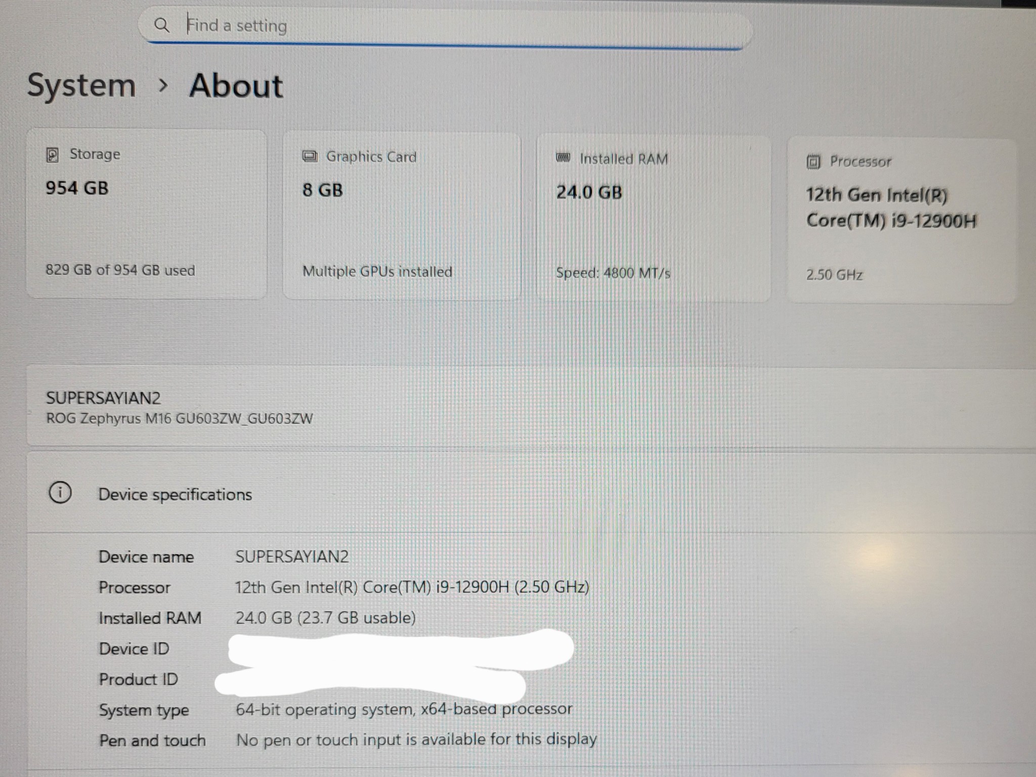 ASUS ROG M16 Gaming Laptop 16"165Hz Intel Core i9-24GB RAM RTX 3070 Ti-3TB SSD