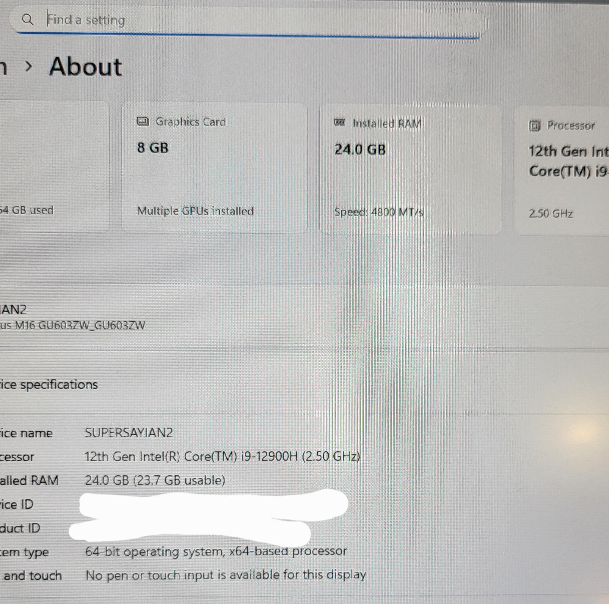 ASUS ROG M16 Gaming Laptop 16"165Hz Intel Core i9-24GB RAM RTX 3070 Ti-3TB SSD