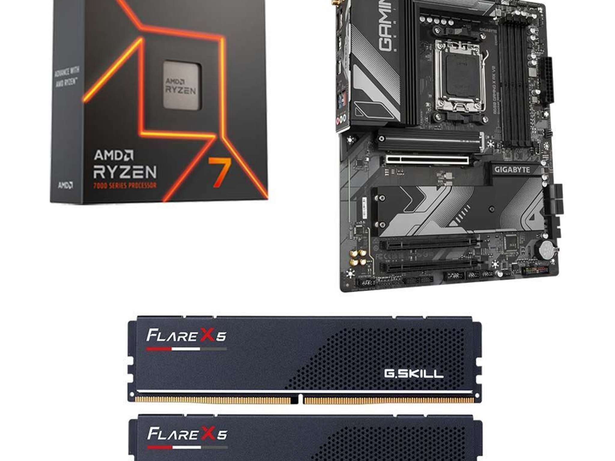 AMD Ryzen 7 7700X, Gigabyte B650 Gaming X AX v2, G.Skill Flare X5 Series 32GB DDR5-6000 Kit,