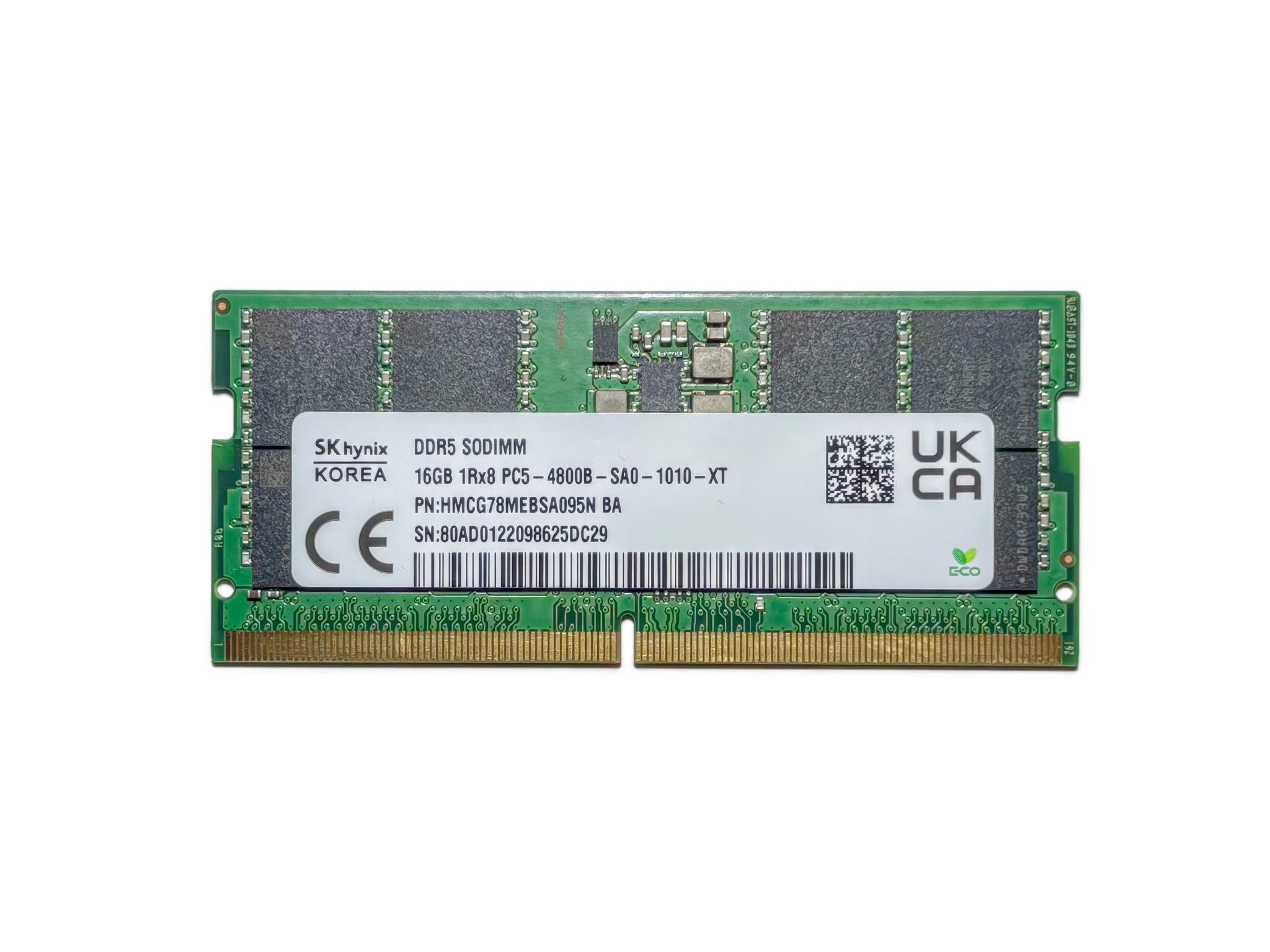 DDR5 16GB 4800MT SK Hynix SODIMM Memory Module (1Rx8 PC5-4800) - Ships from CA, USA