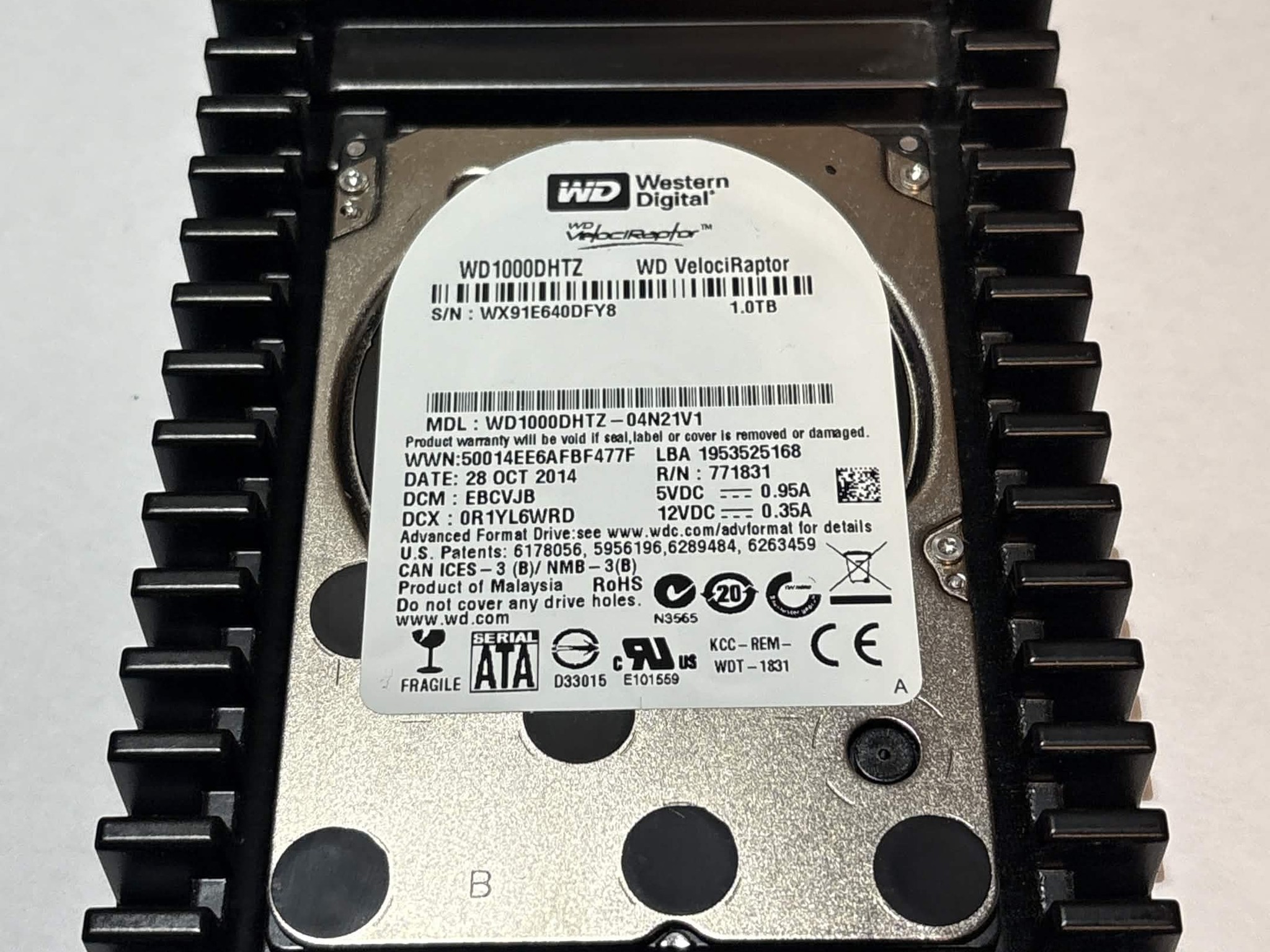WD VelociRaptor 1TB 10,000 RPM SATA HDD w/ IcePack – WD1000DHTZ – Good SMART