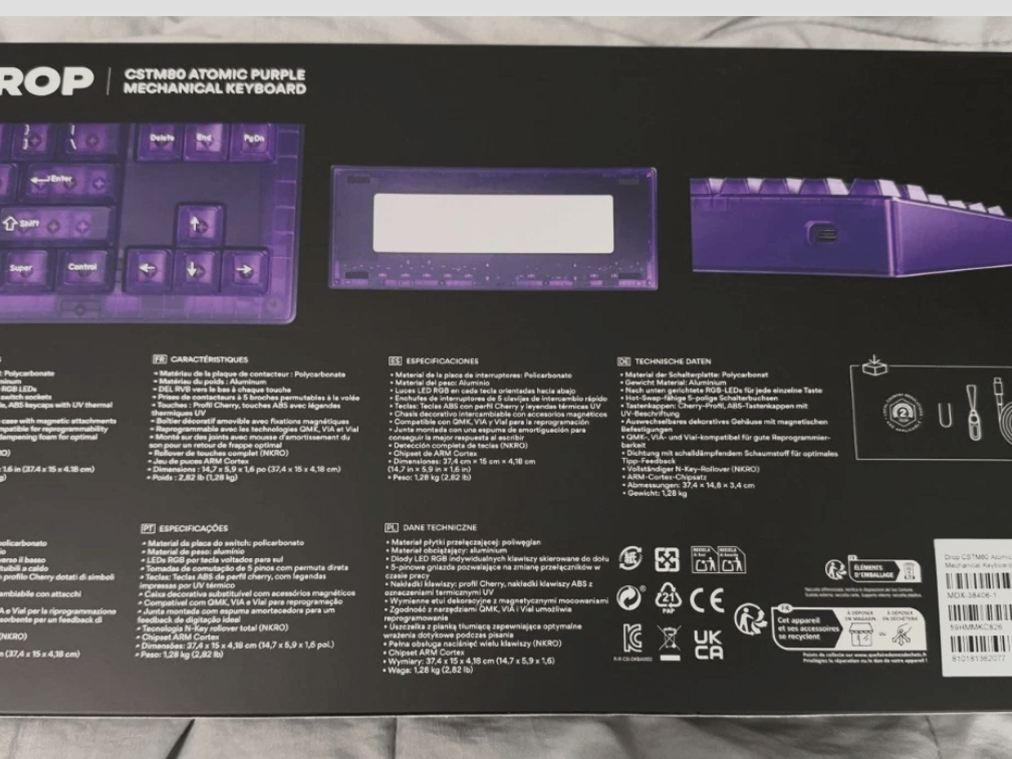New DROP CSTM80 Atomic Purple TKL RGB Mechanical Keyboard – Milky Yellow switches