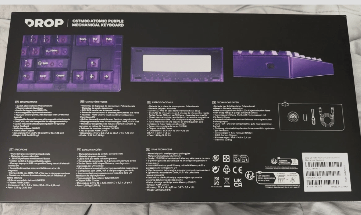 New DROP CSTM80 Atomic Purple TKL RGB Mechanical Keyboard – Milky Yellow switches
