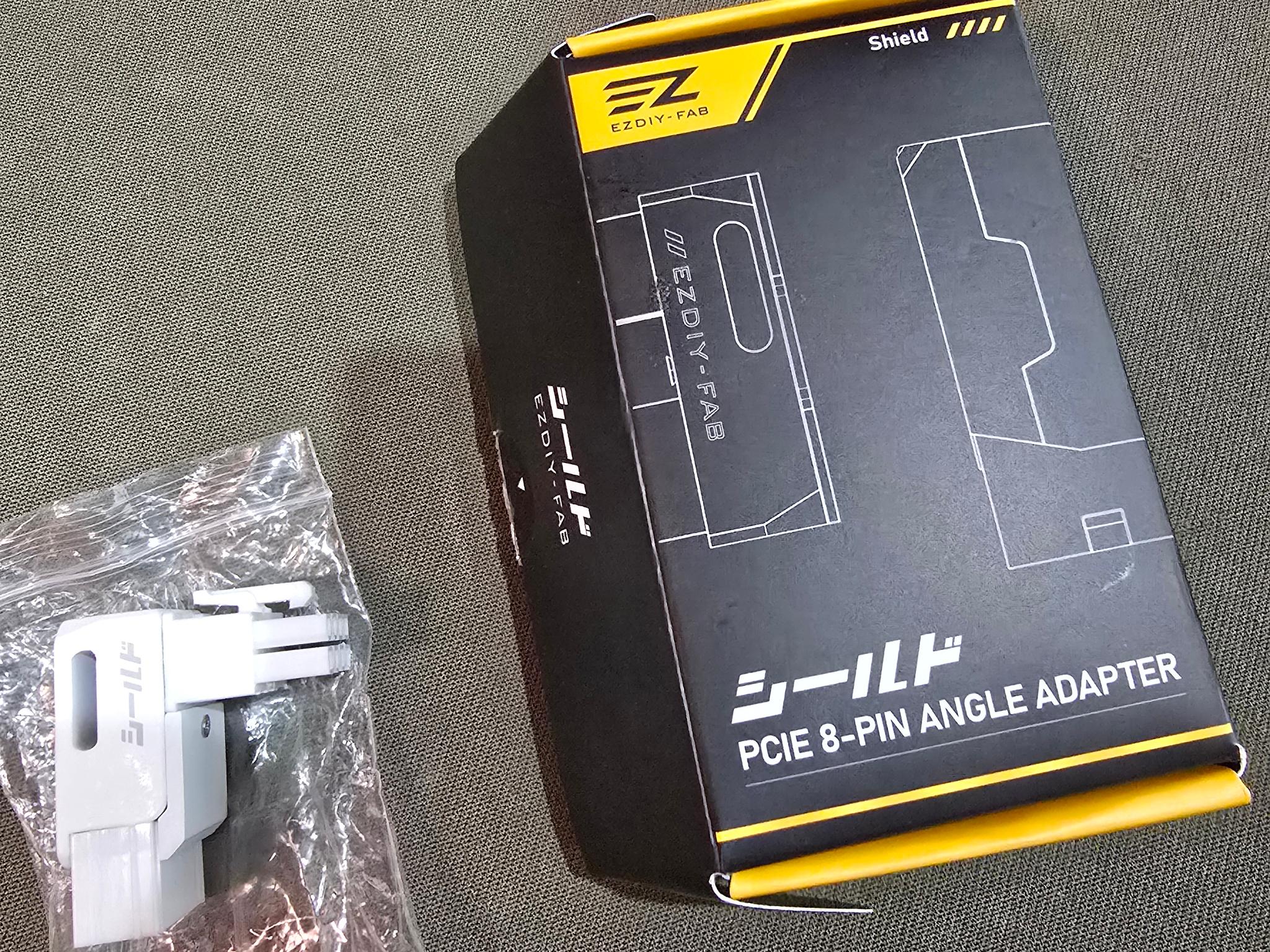 EZDIY-FAB Shield Series 8-Pin PCIe GPU Power Adapter 90-Degree Angled Connector Reverse Type White